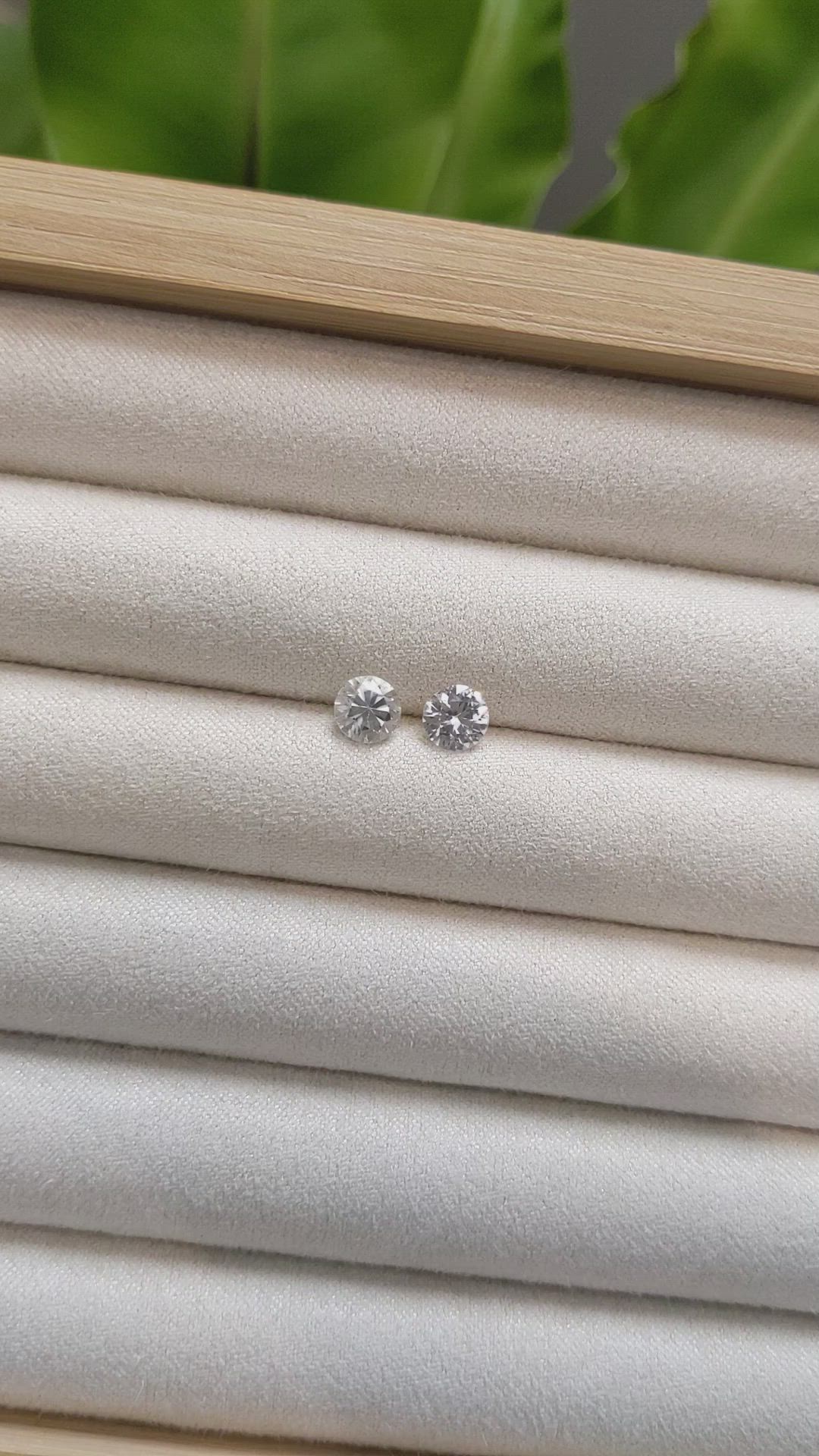 1.57 Ct.Tw.Total Carat Weight White Sapphire Pair from Ceylon (Sri Lanka) Size Video