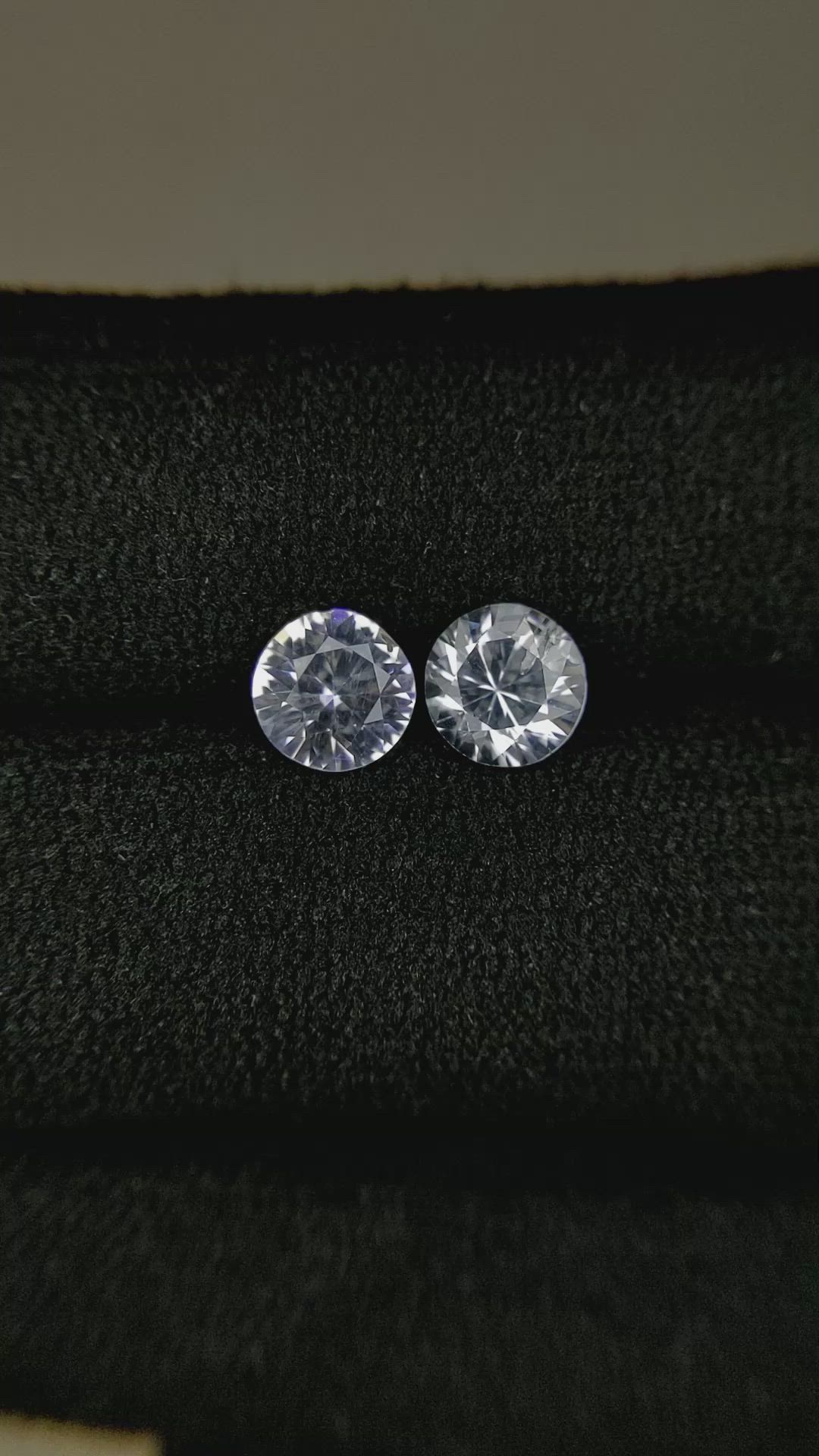 1.57 Ct.Tw.Total Carat Weight White Sapphire Pair from Ceylon (Sri Lanka) Size Video