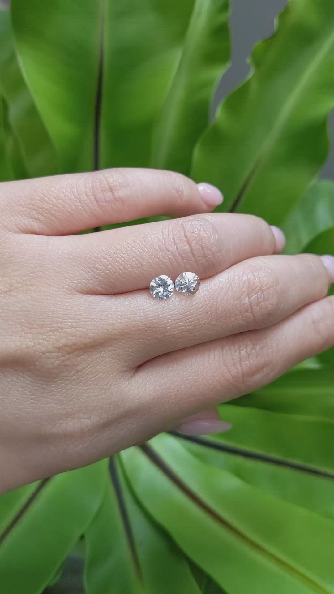 1.57 Ct.Tw.Total Carat Weight White Sapphire Pair from Ceylon (Sri Lanka) Size Video