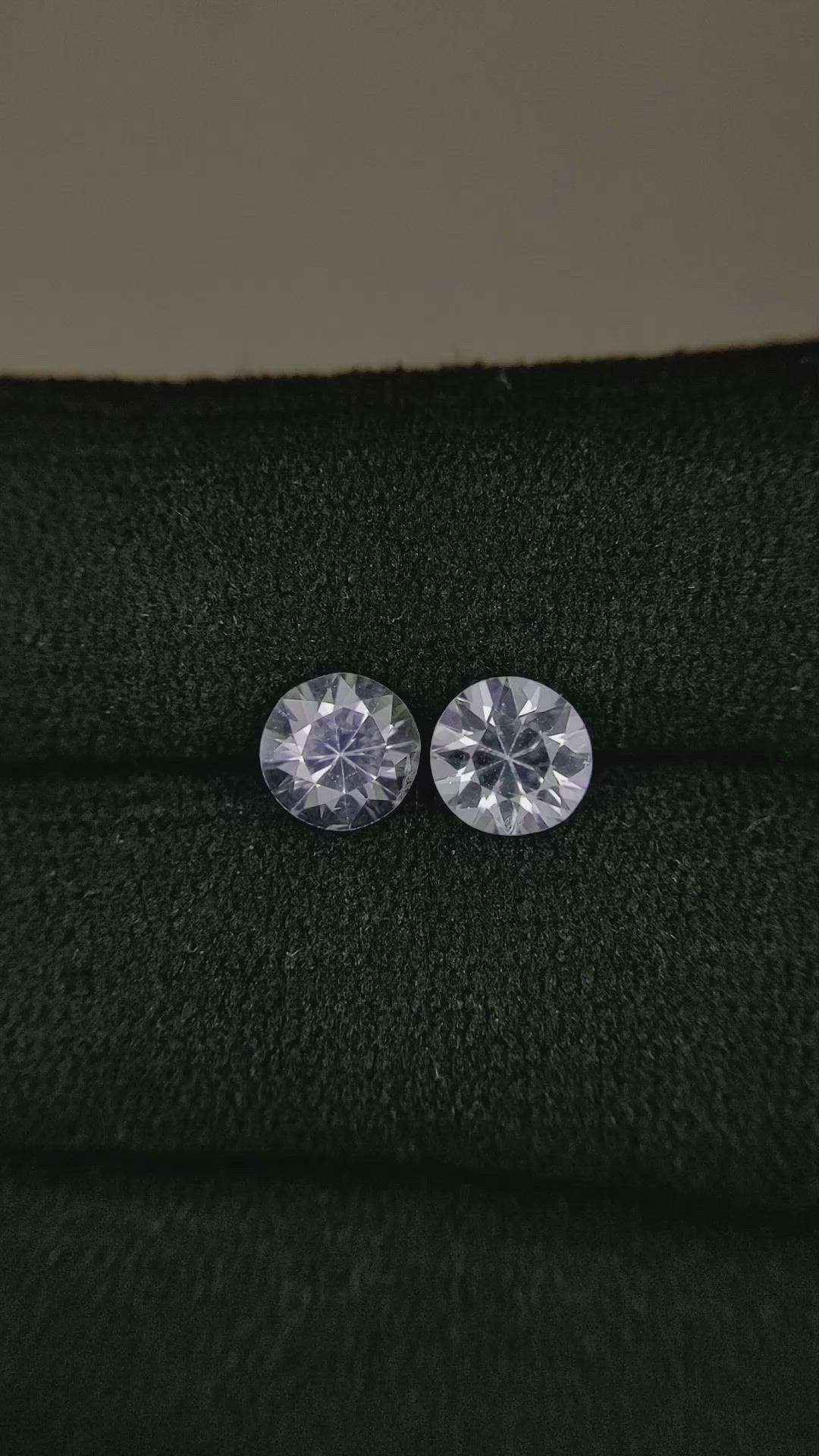 1.68&nbsp;Ct.Tw.Total Carat Weight White Sapphire Pair from Ceylon (Sri Lanka) Size Video