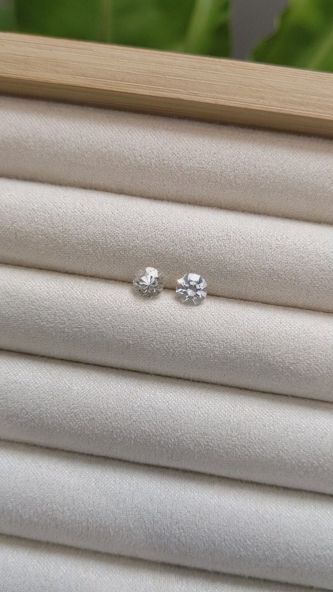 1.62 Ct.Tw.Total Carat Weight White Sapphire Pair from Ceylon (Sri Lanka) Size Video