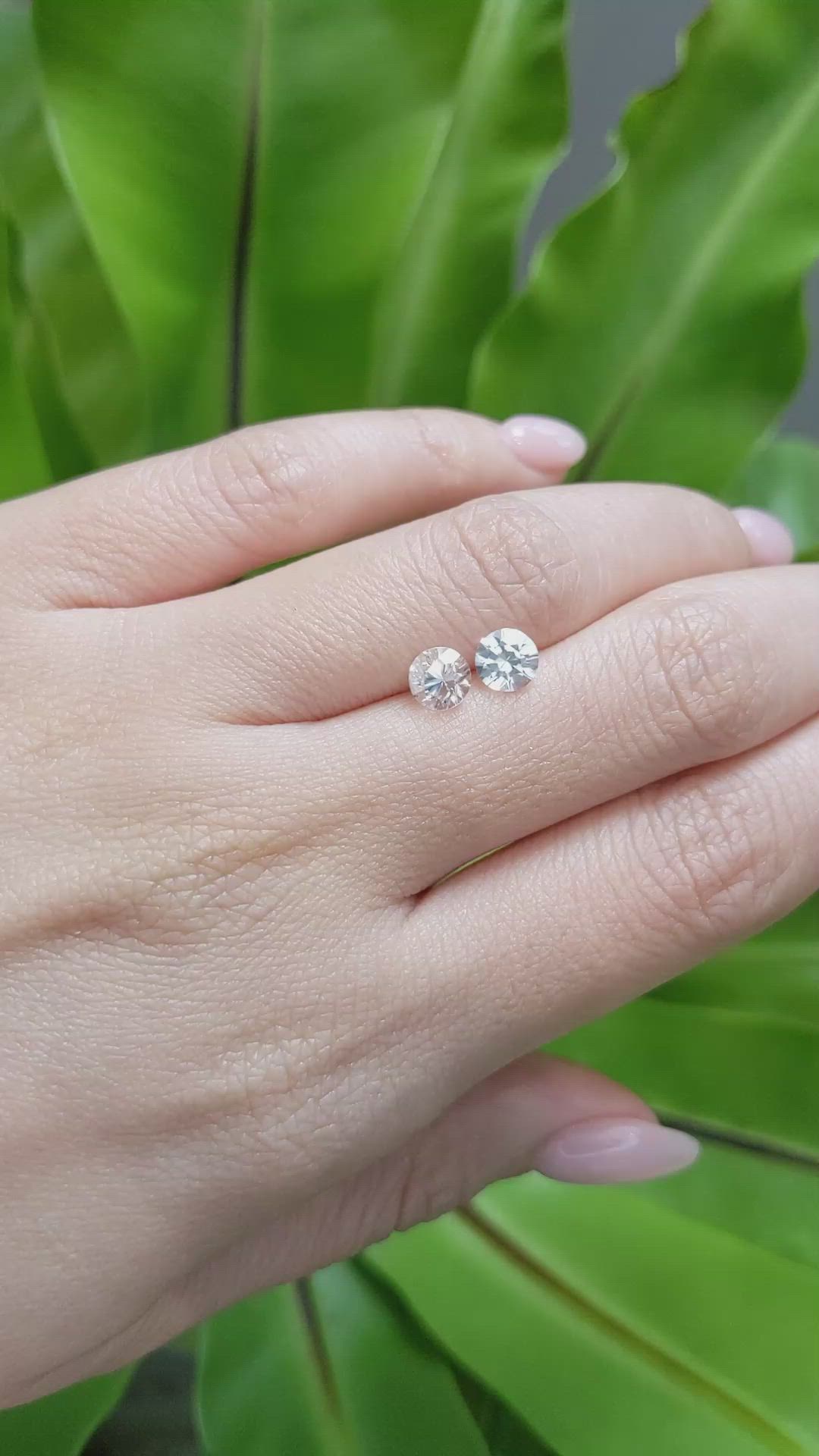 1.62 Ct.Tw.Total Carat Weight White Sapphire Pair from Ceylon (Sri Lanka) Size Video