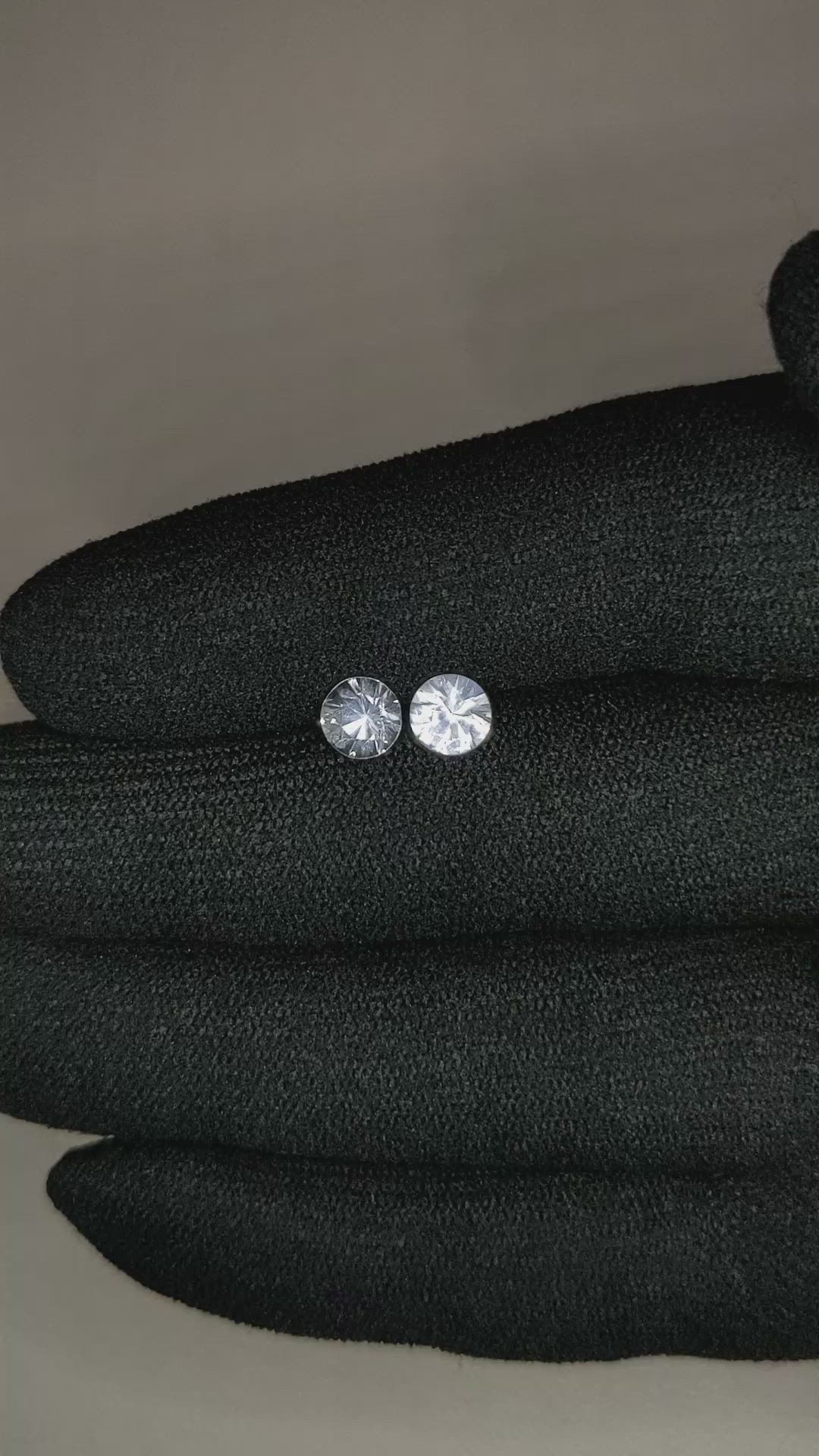 1.62 Ct.Tw.Total Carat Weight White Sapphire Pair from Ceylon (Sri Lanka) Size Video