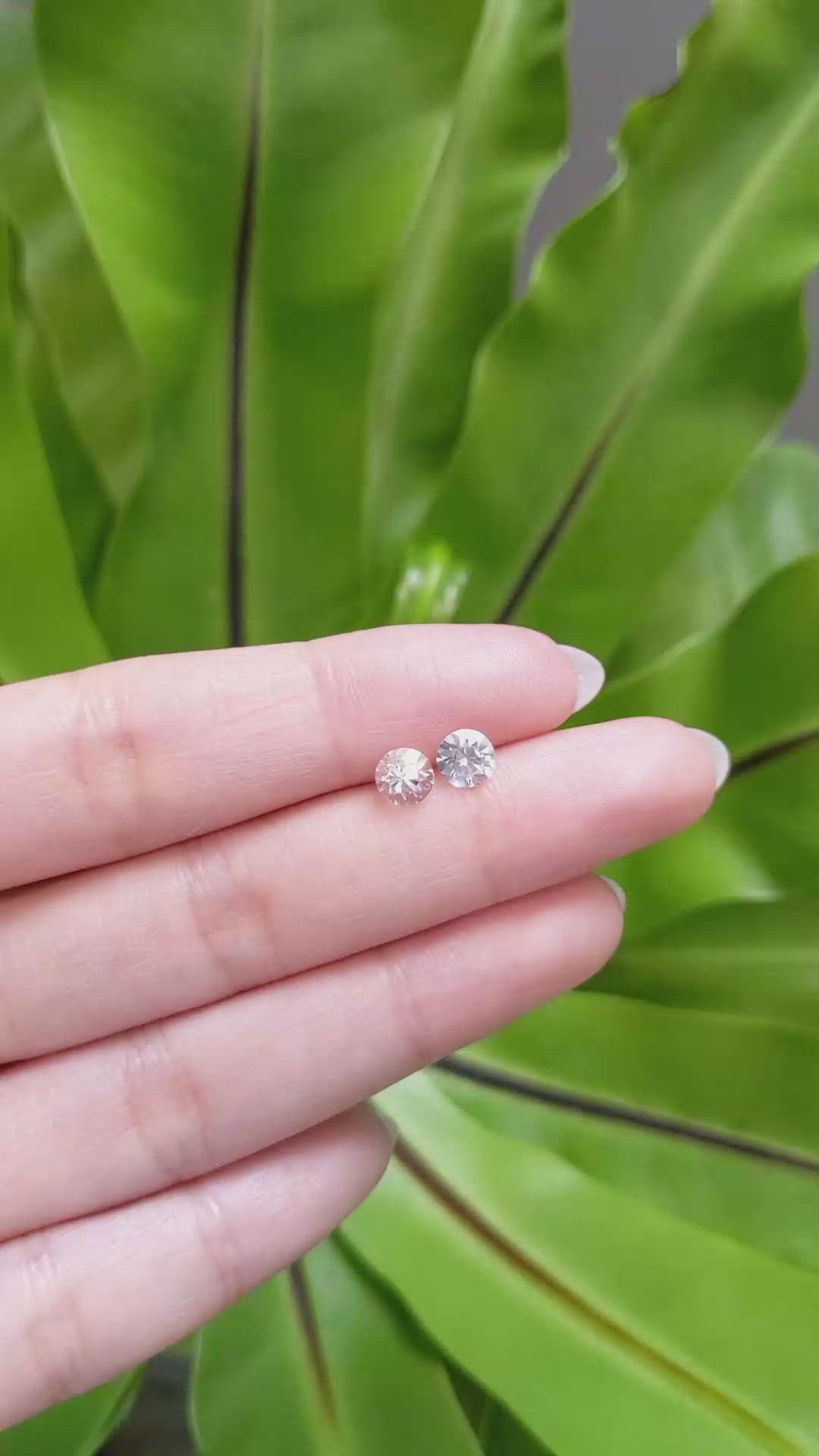 1.62 Ct.Tw.Total Carat Weight White Sapphire Pair from Ceylon (Sri Lanka) Size Video