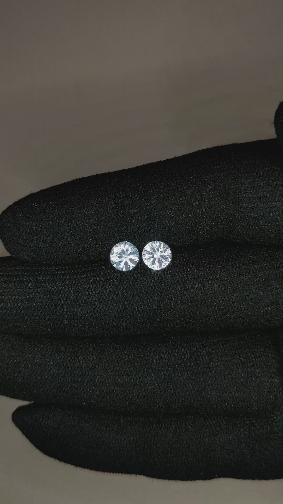 1.64 Ct.Tw.Total Carat Weight White Sapphire Pair from Ceylon (Sri Lanka) Size Video