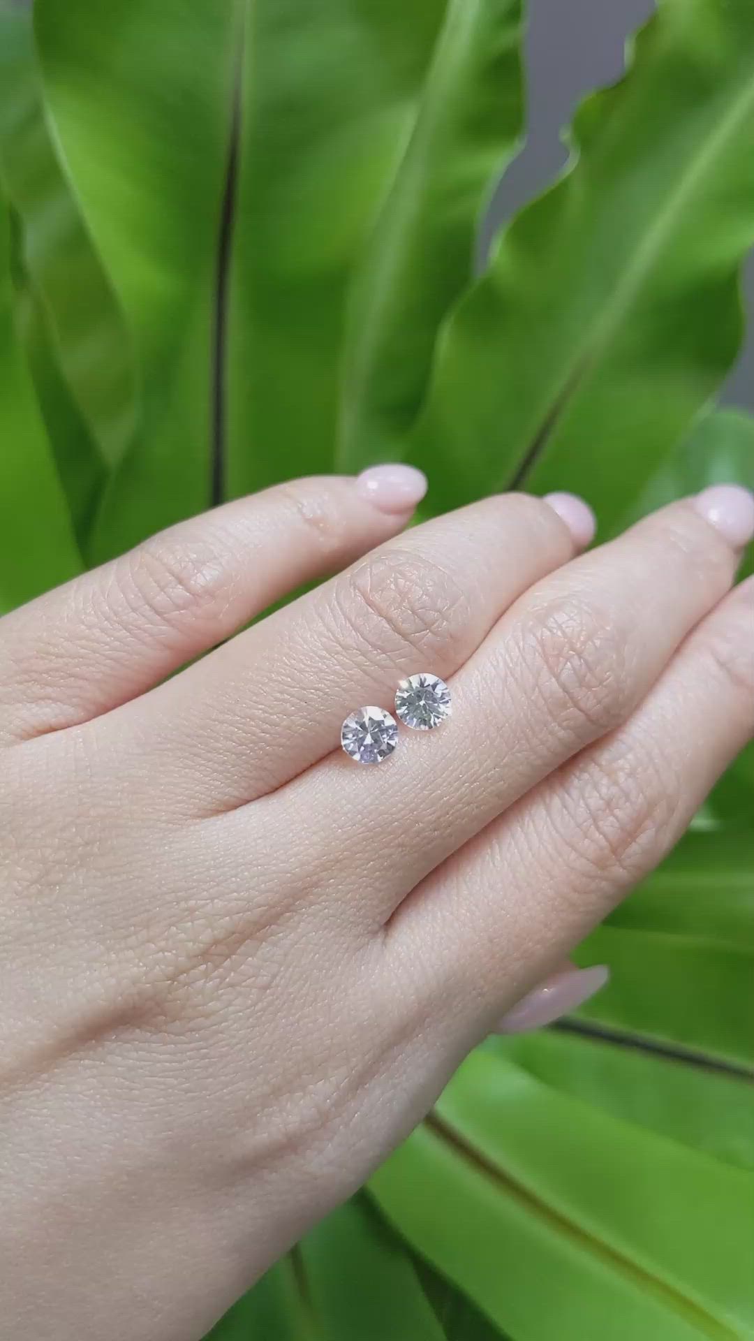 1.64 Ct.Tw.Total Carat Weight White Sapphire Pair from Ceylon (Sri Lanka) Size Video