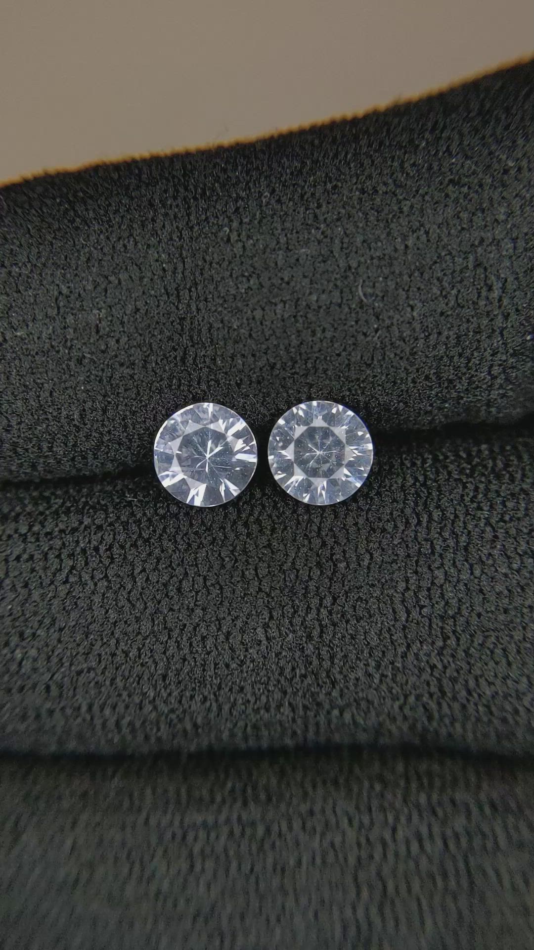 1.64 Ct.Tw.Total Carat Weight White Sapphire Pair from Ceylon (Sri Lanka) Size Video