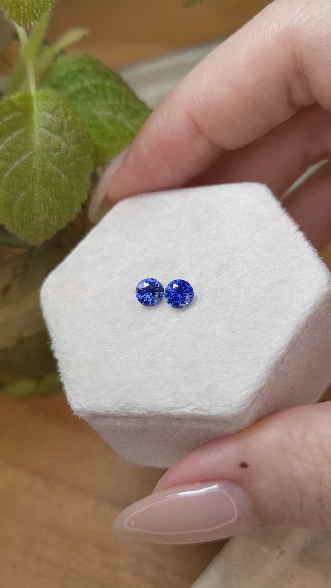 0.96 Ct.Tw.Total Carat Weight Blue Sapphire Pair from Ceylon (Sri Lanka) Size Video