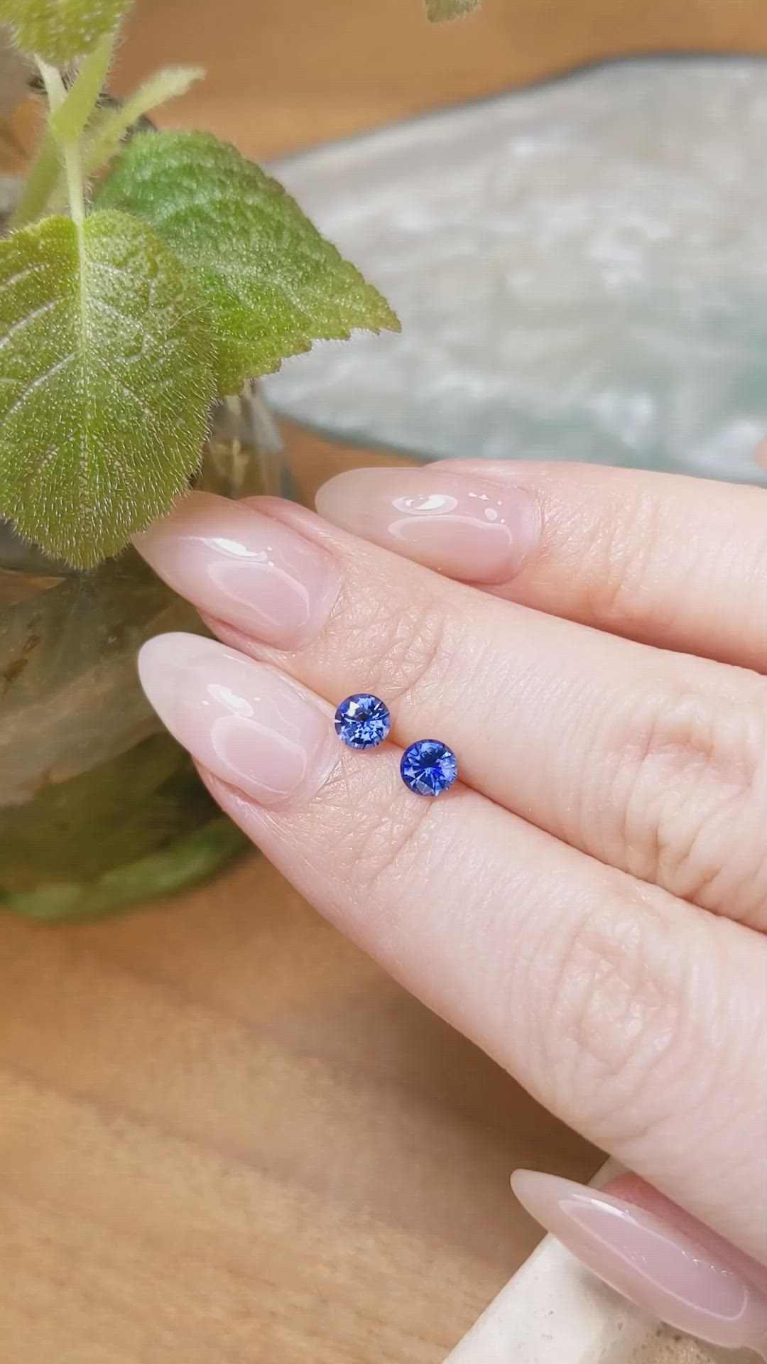 0.96 Ct.Tw.Total Carat Weight Blue Sapphire Pair from Ceylon (Sri Lanka) Size Video