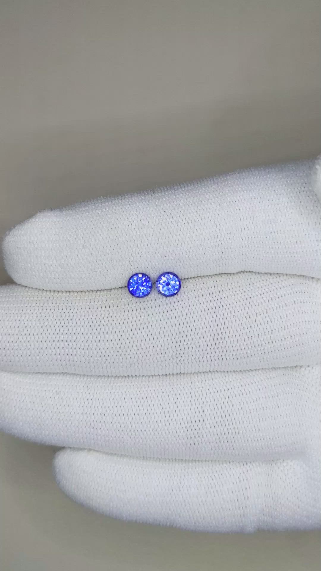 0.96 Ct.Tw.Total Carat Weight Blue Sapphire Pair from Ceylon (Sri Lanka) Size Video