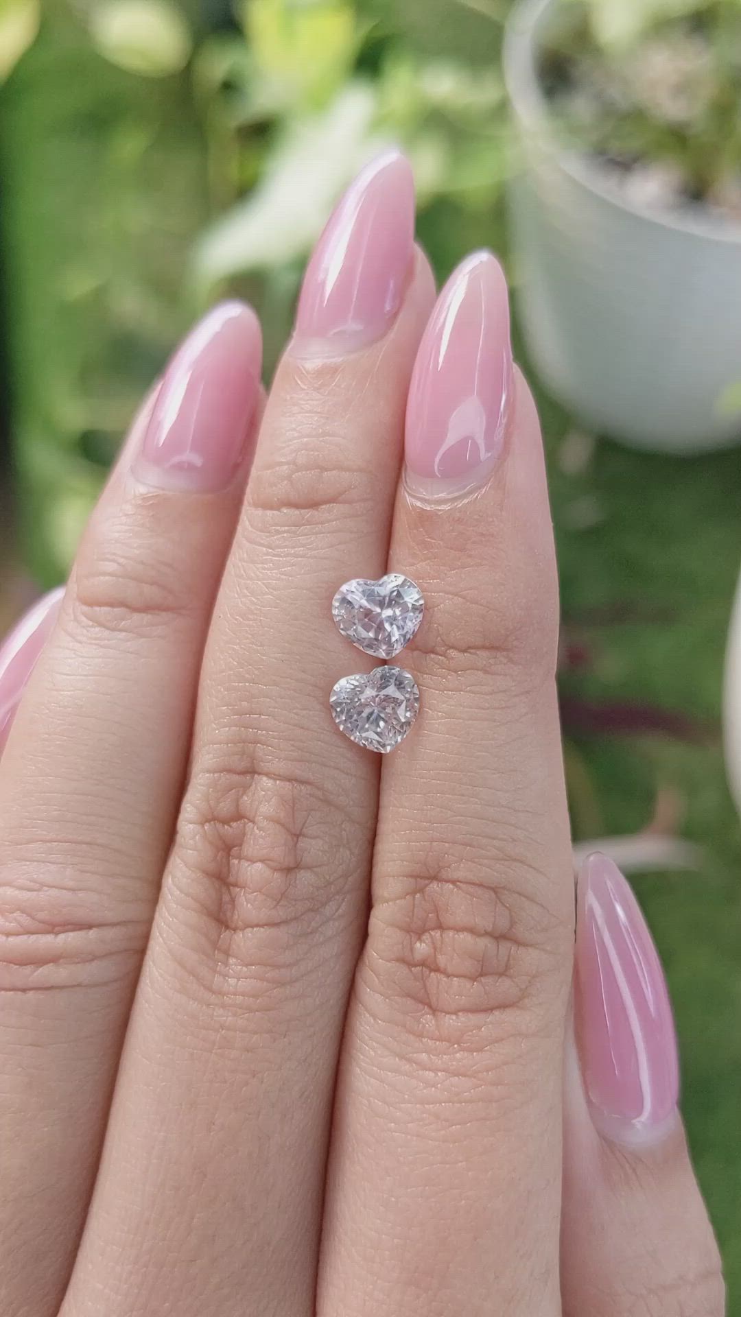 2.70 Ct.Tw.Total Carat Weight White Sapphire Pair from Ceylon (Sri Lanka) Size Video