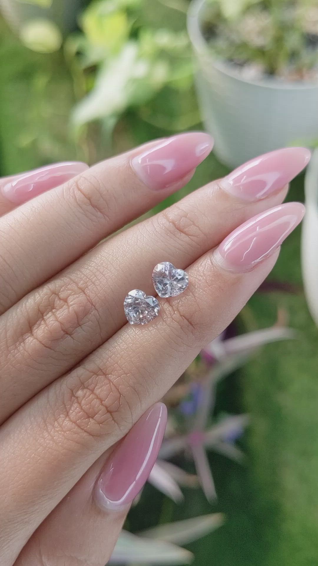 2.70 Ct.Tw.Total Carat Weight White Sapphire Pair from Ceylon (Sri Lanka) Size Video