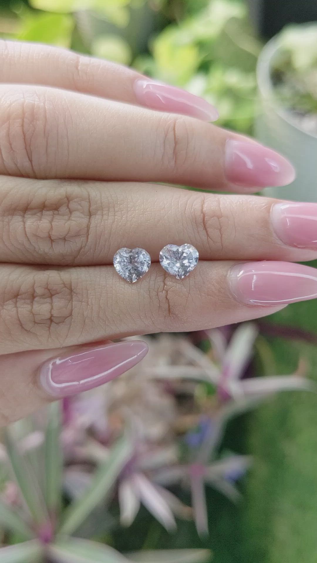 2.70 Ct.Tw.Total Carat Weight White Sapphire Pair from Ceylon (Sri Lanka) Size Video