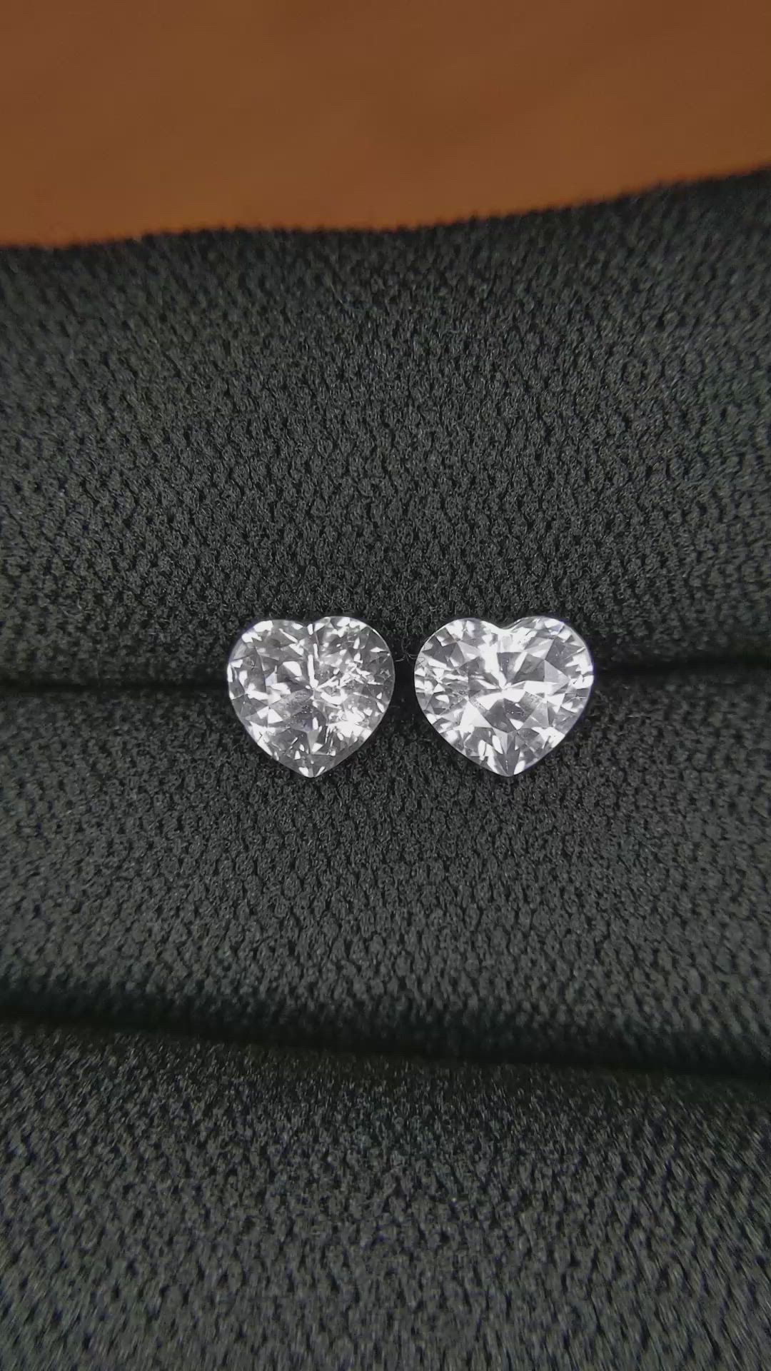 2.70 Ct.Tw.Total Carat Weight White Sapphire Pair from Ceylon (Sri Lanka) Size Video