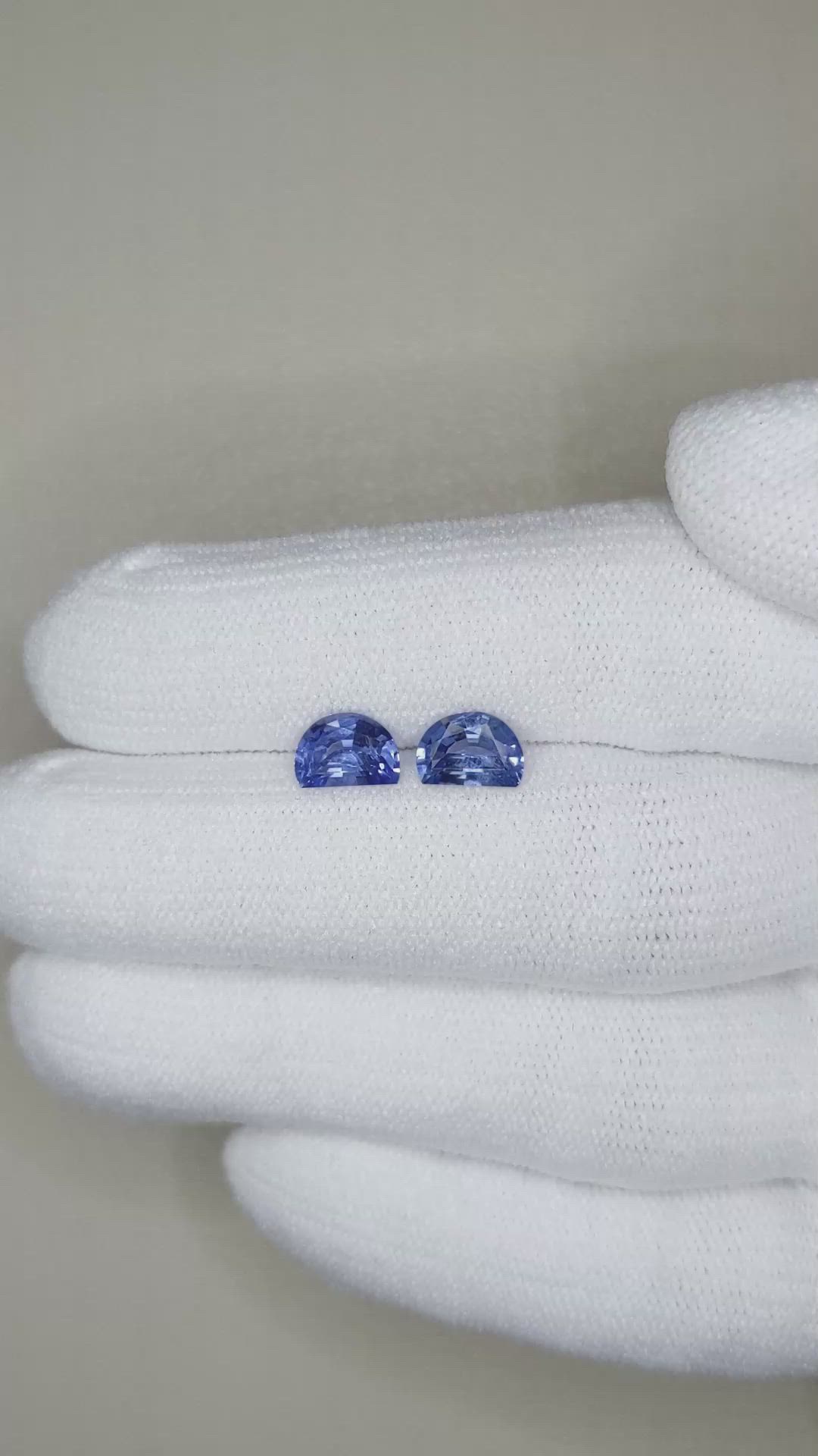 1.73&nbsp;Ct.Tw.Total Carat Weight Blue Sapphire Pair from Ceylon (Sri Lanka) Size Video