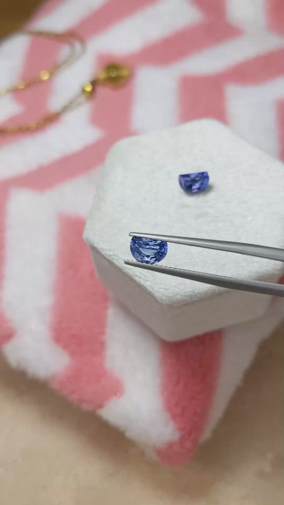 1.73&nbsp;Ct.Tw.Total Carat Weight Blue Sapphire Pair from Ceylon (Sri Lanka) Size Video