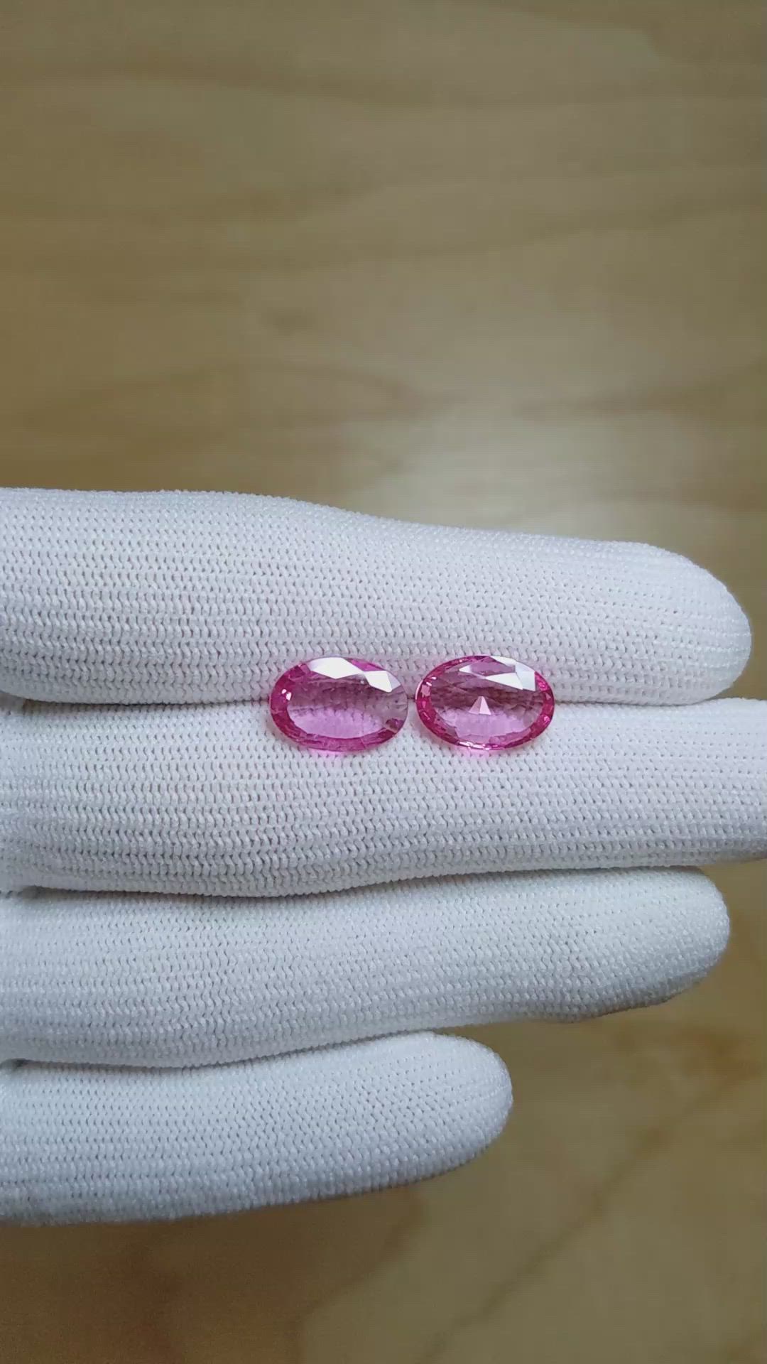 5.69&nbsp;Ct.Tw.Total Carat Weight Pink Sapphire Pair from Ceylon (Sri Lanka) Size Video