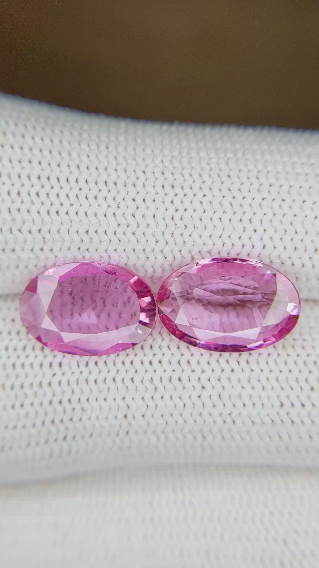 5.69&nbsp;Ct.Tw.Total Carat Weight Pink Sapphire Pair from Ceylon (Sri Lanka) Size Video