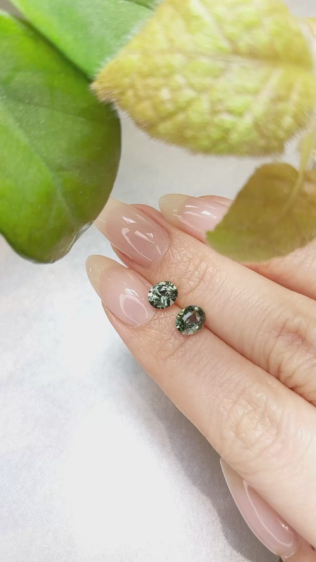 2.13&nbsp;Ct.Tw.Total Carat Weight Green Sapphire Pair from Ceylon (Sri Lanka) Size Video