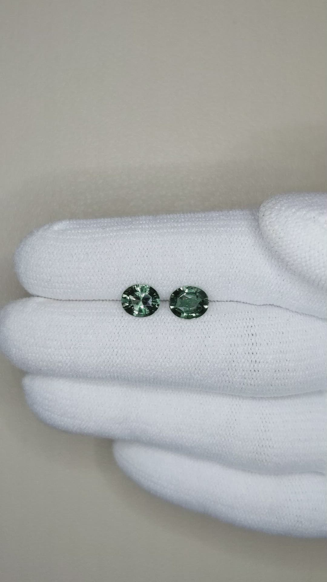 2.13&nbsp;Ct.Tw.Total Carat Weight Green Sapphire Pair from Ceylon (Sri Lanka) Size Video