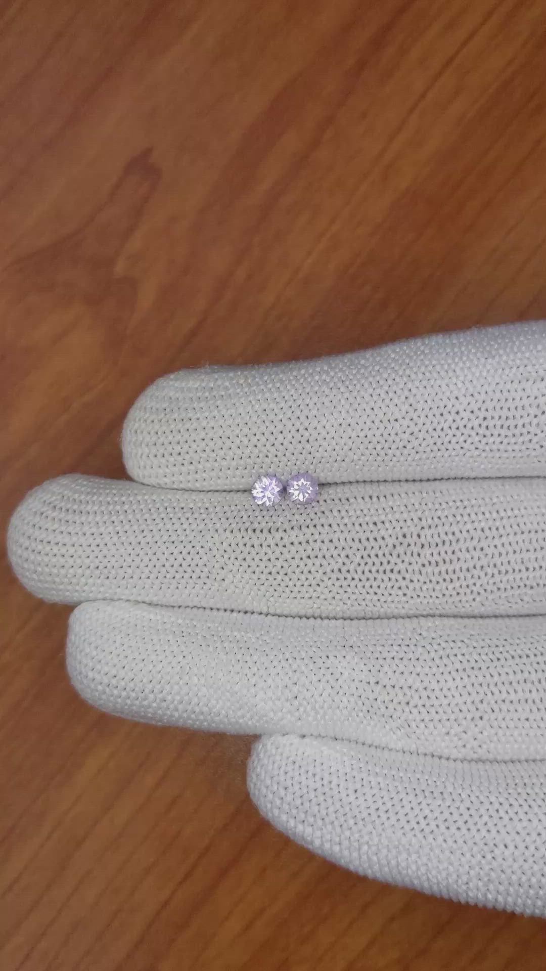 0.53&nbsp;Ct.Tw.Total Carat Weight Violet Sapphire Pair from Ceylon (Sri Lanka) Size Video