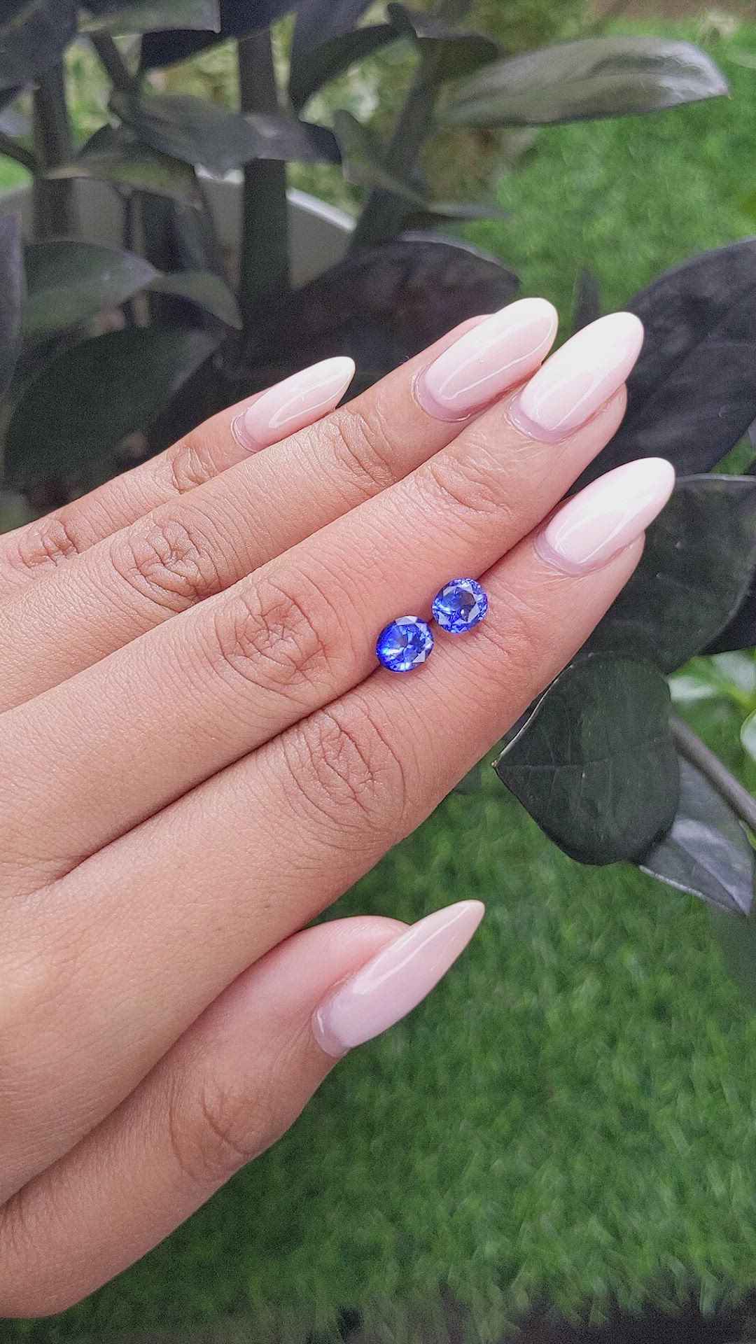 2.28&nbsp;Ct.Tw.Total Carat Weight Blue Sapphire Pair from Ceylon (Sri Lanka) Size Video