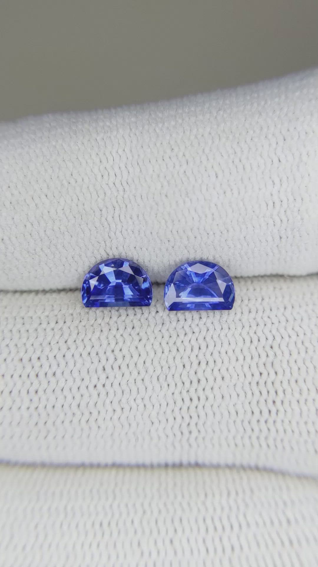 1.62 Ct.Tw.Total Carat Weight Blue Sapphire Pair from Ceylon (Sri Lanka) Size Video