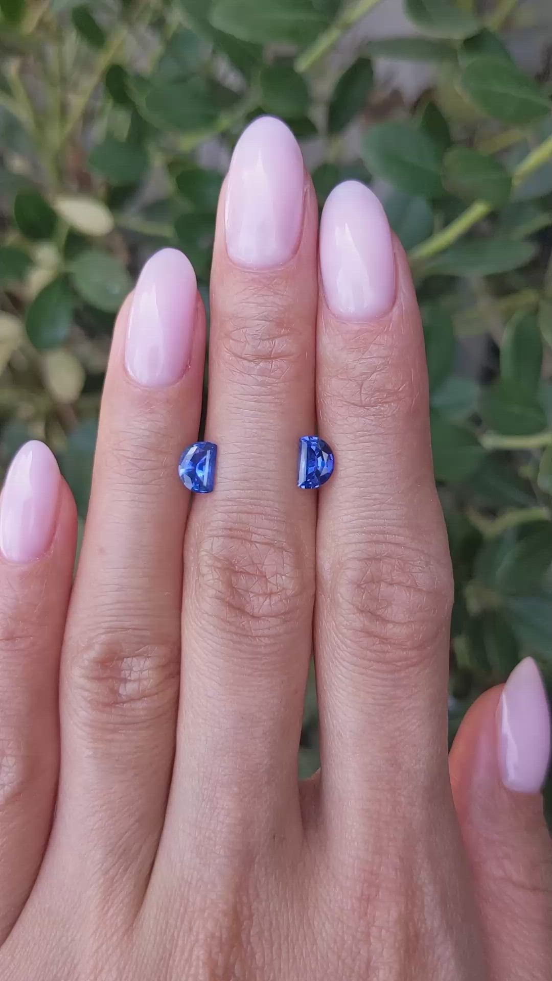 1.62 Ct.Tw.Total Carat Weight Blue Sapphire Pair from Ceylon (Sri Lanka) Size Video