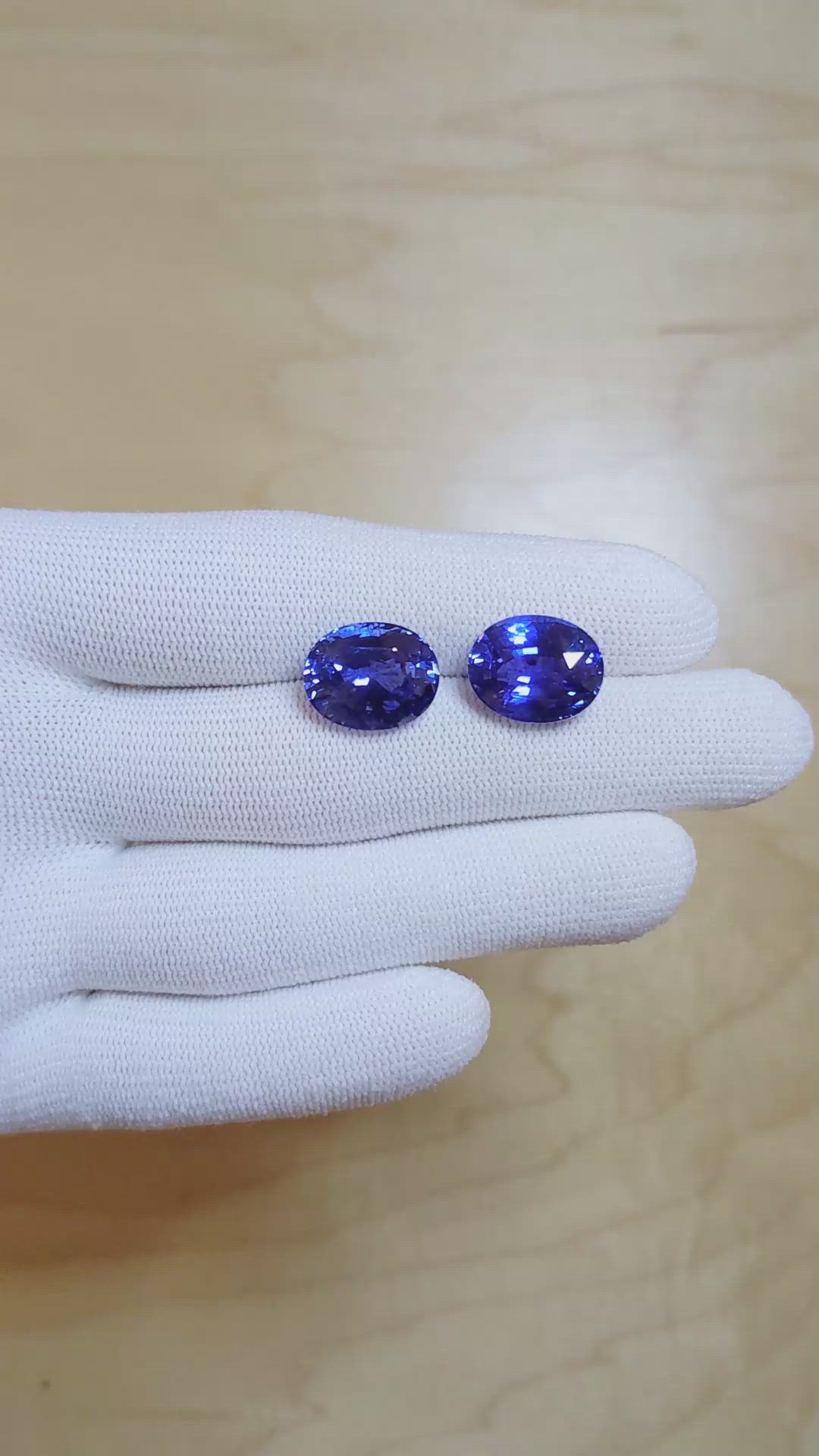 20.63&nbsp;Ct.Tw.Total Carat Weight Blue Sapphire Pair from Ceylon (Sri Lanka) Size Video