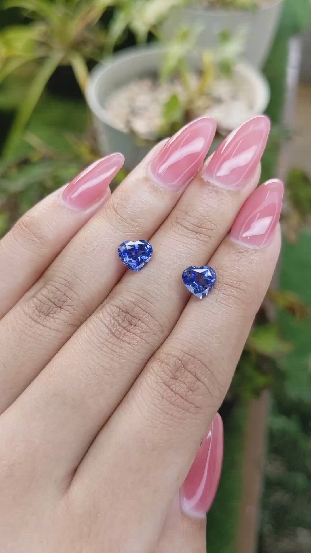 3.35&nbsp;Ct.Tw.Total Carat Weight Blue Sapphire Pair from Ceylon (Sri Lanka) Size Video