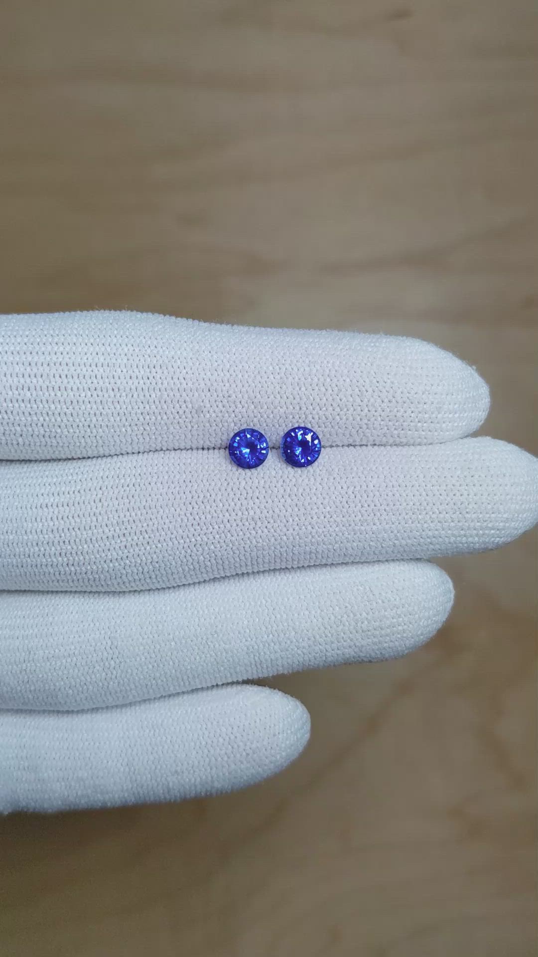 1.26 Ct.Tw.Total Carat Weight Blue Sapphire Pair from Ceylon (Sri Lanka) Size Video