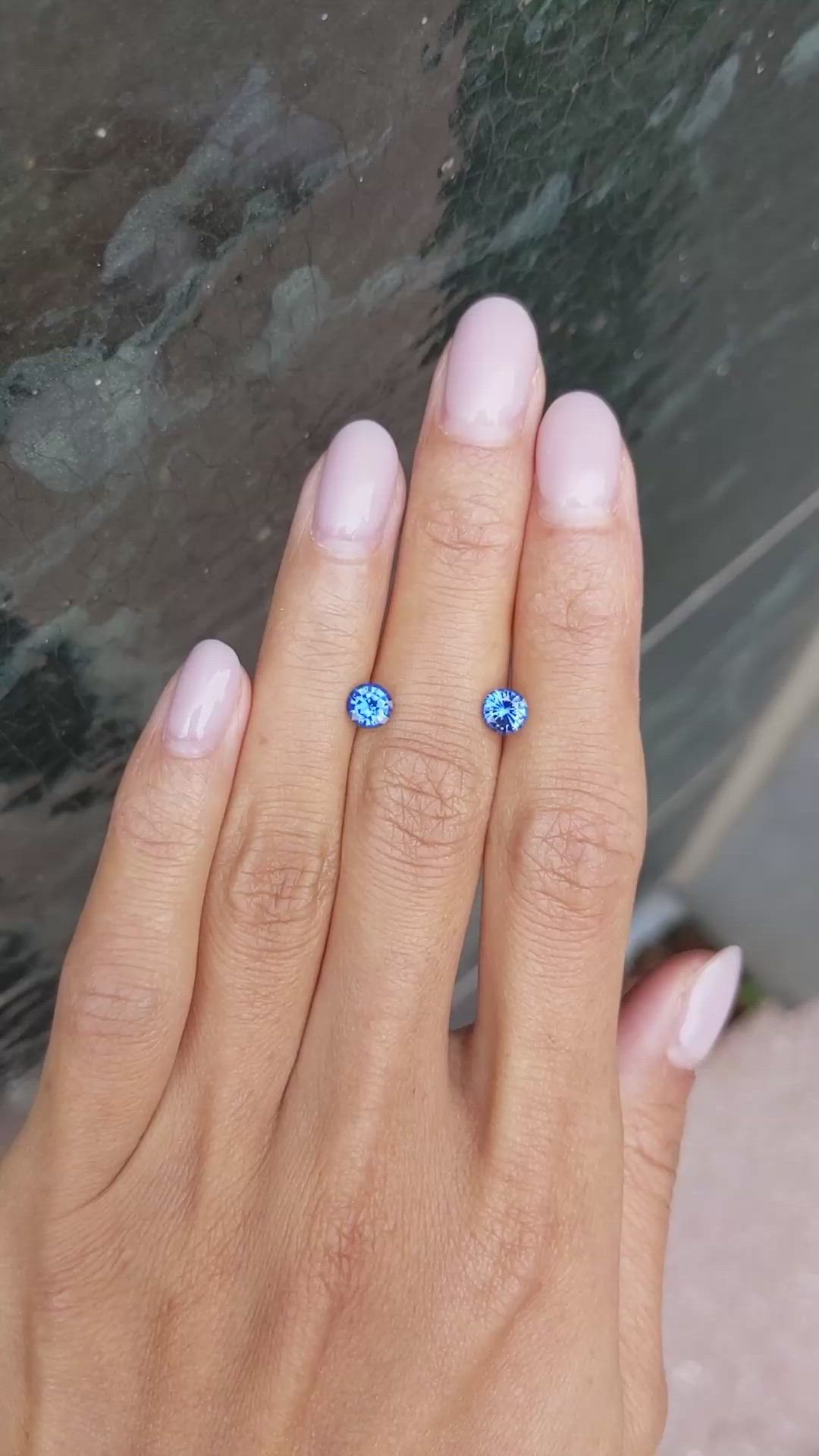 1.26 Ct.Tw.Total Carat Weight Blue Sapphire Pair from Ceylon (Sri Lanka) Size Video