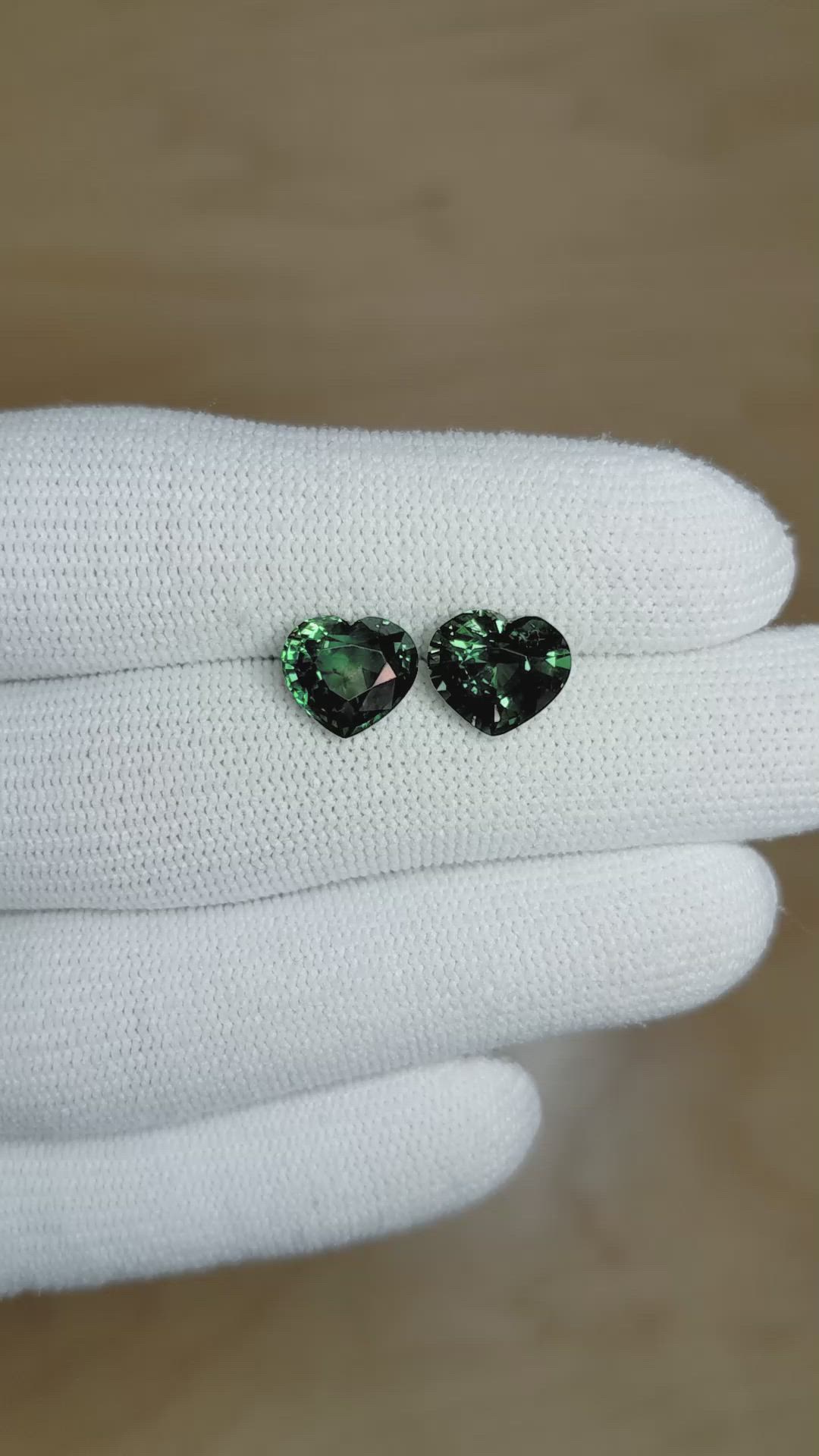 6.21 Ct.Tw.Total Carat Weight Bluish Green Sapphire Pair from Madagascar Size Video