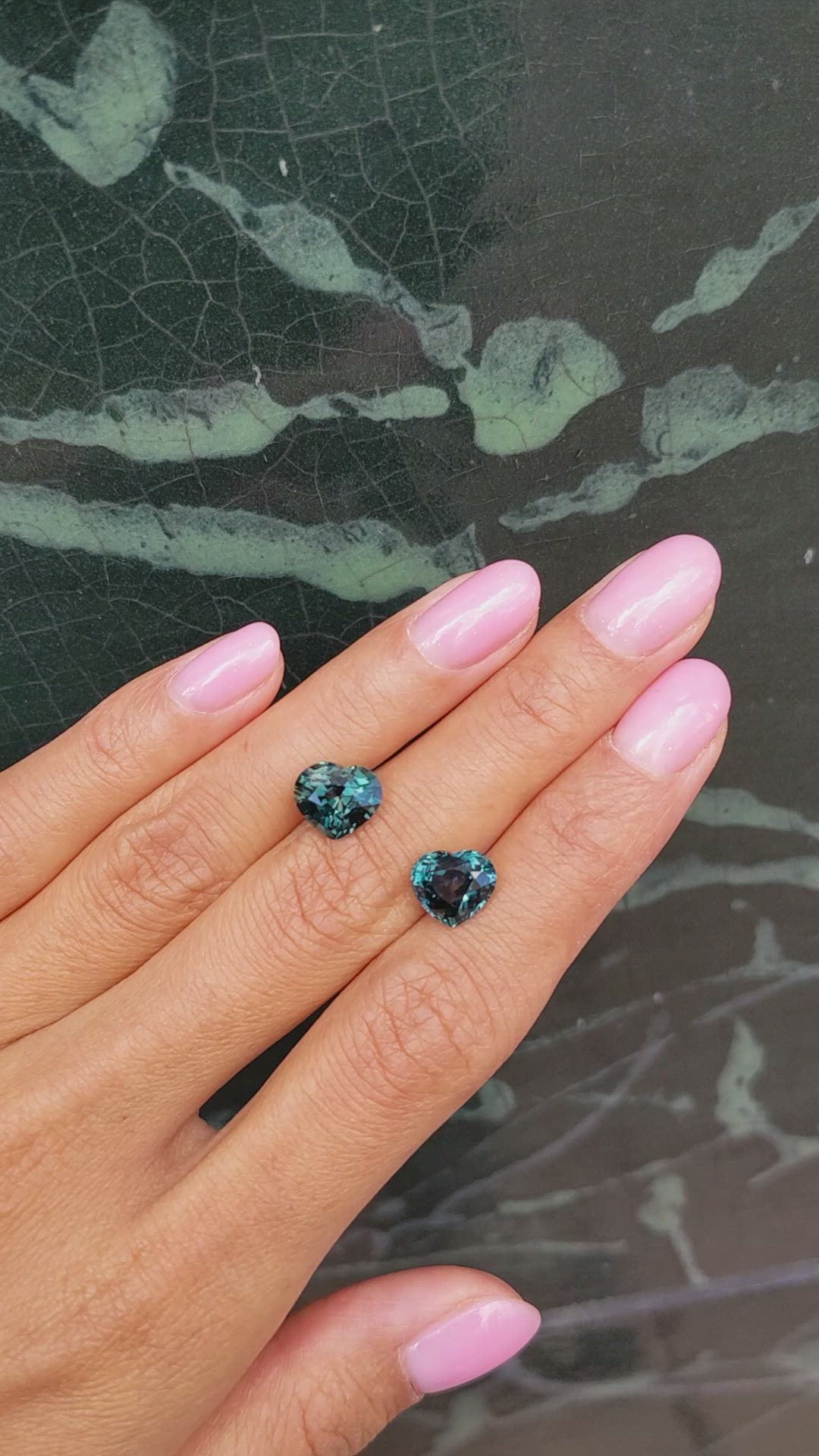 6.21 Ct.Tw.Total Carat Weight Bluish Green Sapphire Pair from Madagascar Size Video