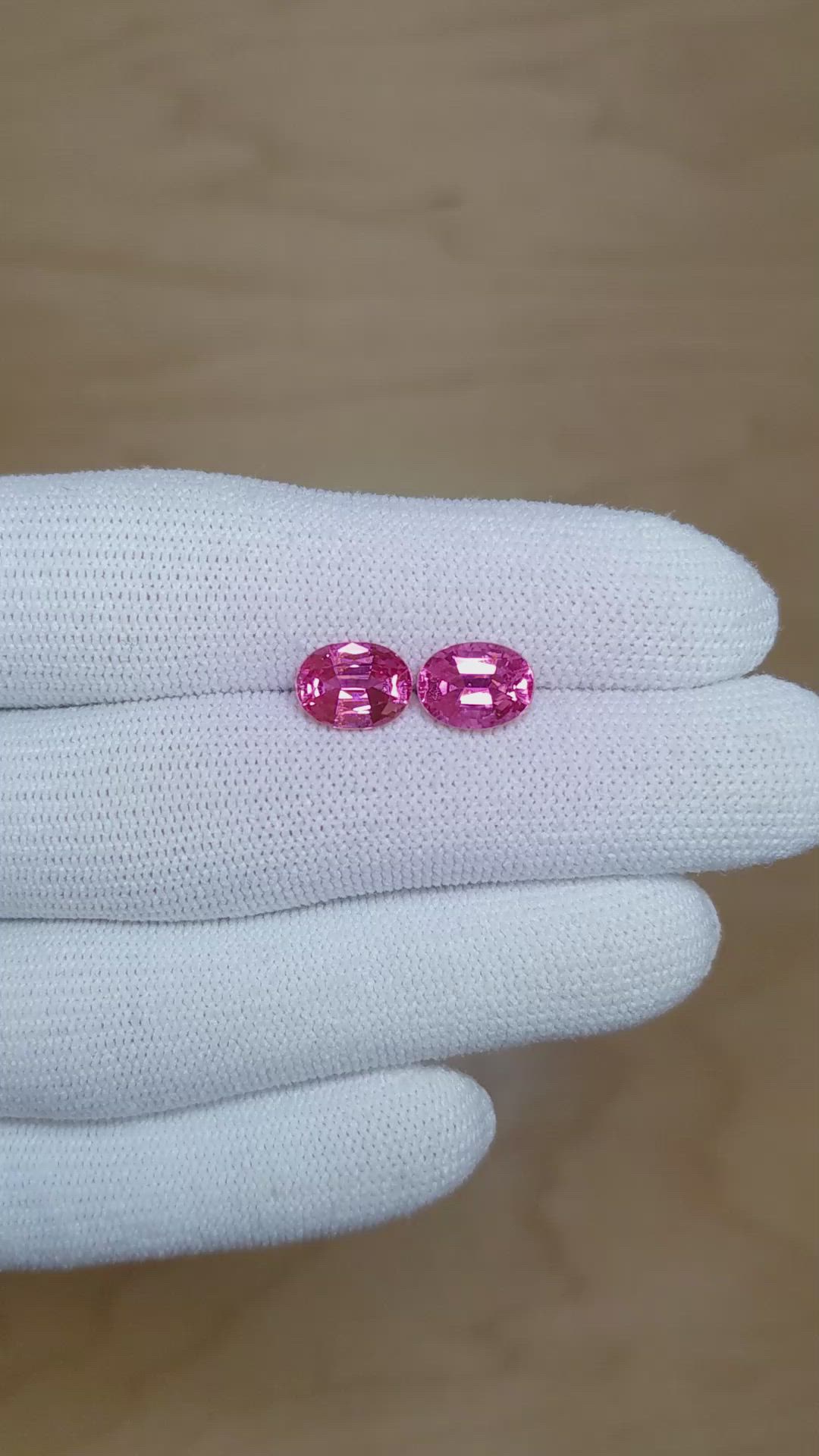 4.81&nbsp;Ct.Tw.Total Carat Weight Pink Sapphire Pair from Madagascar Size Video