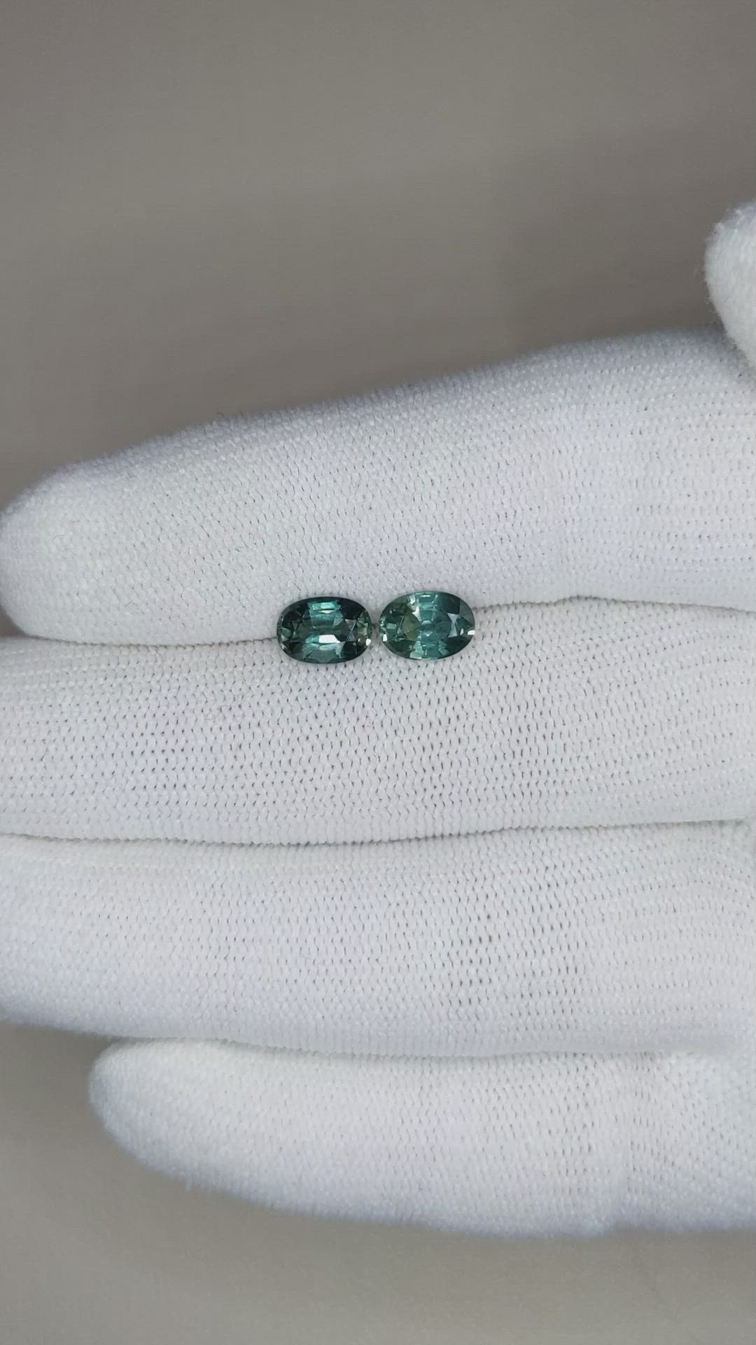 2.26 Ct.Tw.Total Carat Weight Bluish Green Sapphire Pair from Australia Size Video
