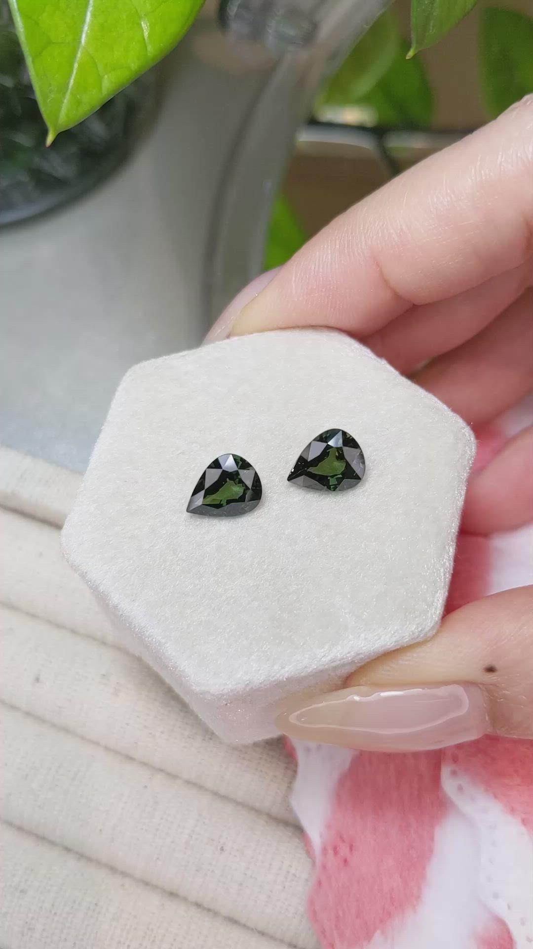 3.70&nbsp;Ct.Tw.Total Carat Weight Green Sapphire Pair from Australia Size Video