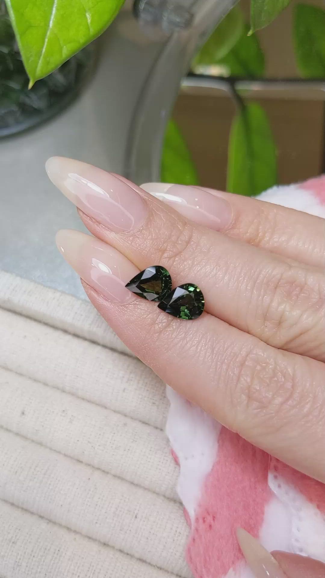 3.70&nbsp;Ct.Tw.Total Carat Weight Green Sapphire Pair from Australia Size Video