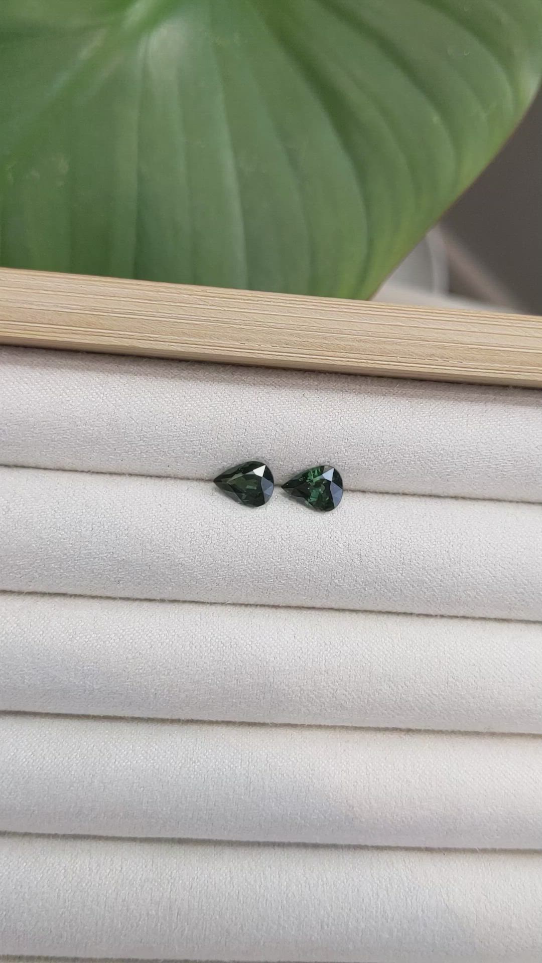 2.52&nbsp;Ct.Tw.Total Carat Weight Green Sapphire Pair from Australia Size Video