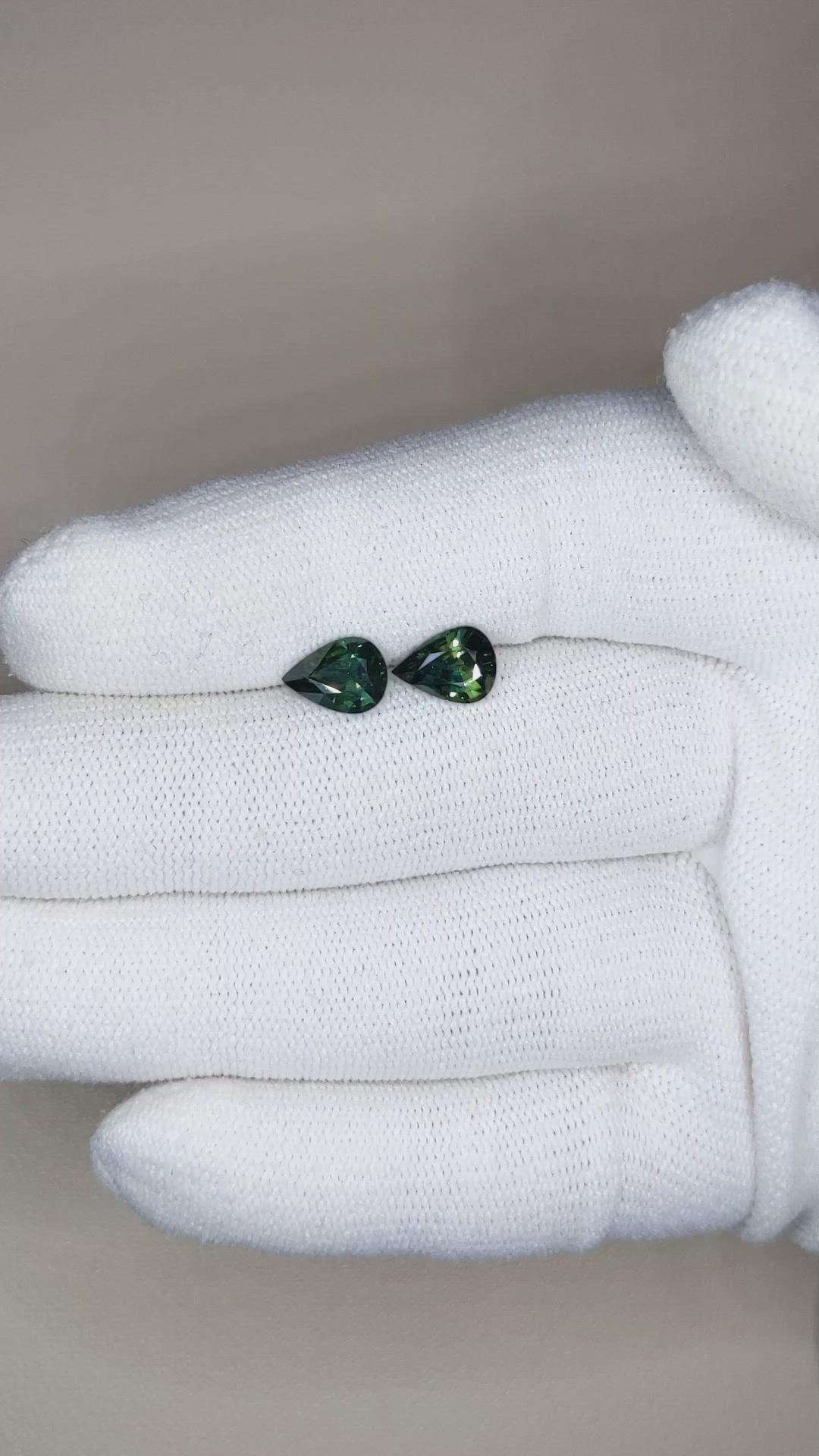 2.52&nbsp;Ct.Tw.Total Carat Weight Green Sapphire Pair from Australia Size Video