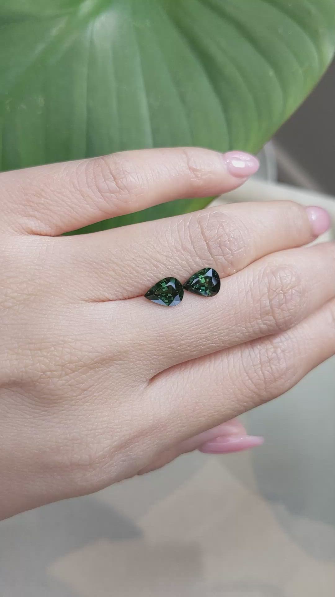 2.52&nbsp;Ct.Tw.Total Carat Weight Green Sapphire Pair from Australia Size Video