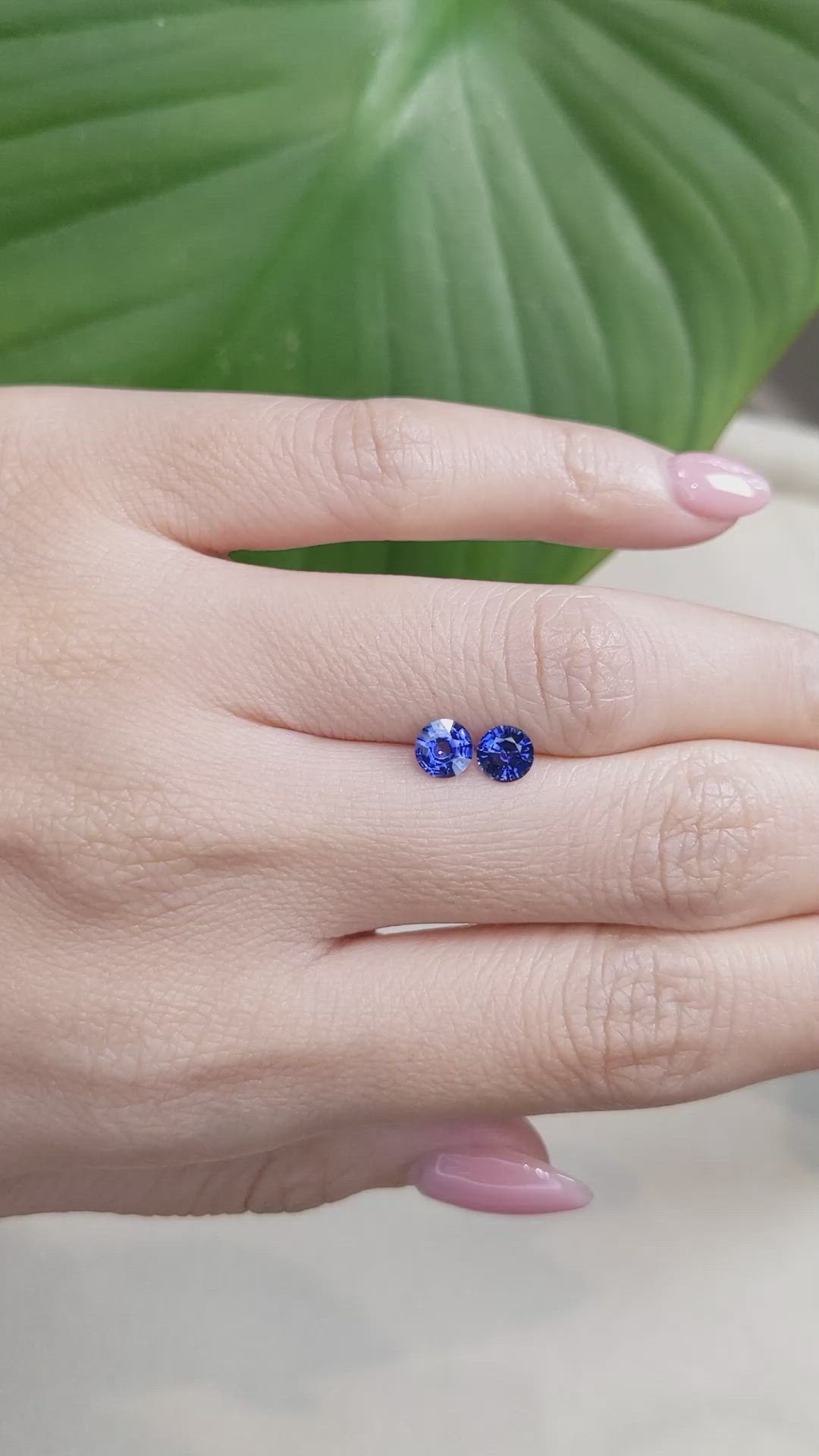 1.18 Ct.Tw.Total Carat Weight Blue Sapphire Pair from Ceylon (Sri Lanka) Size Video