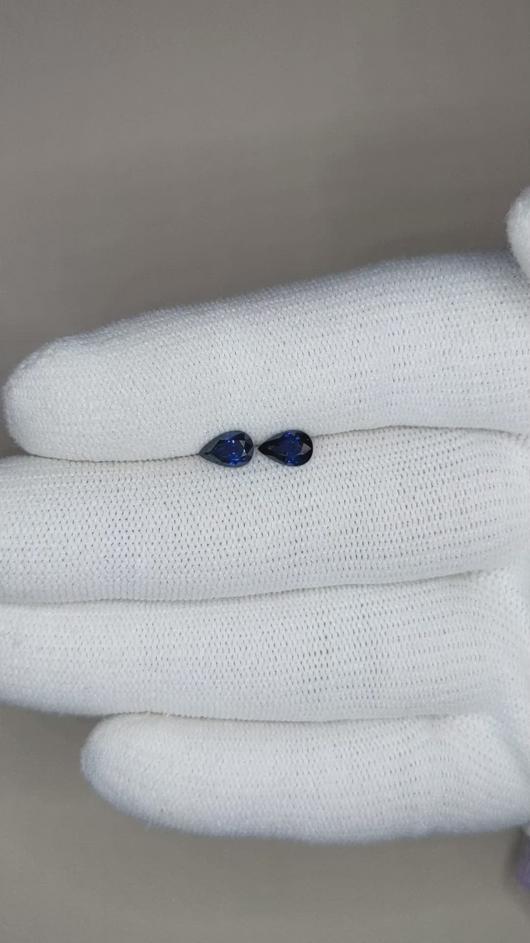 1.06 Ct.Tw.Total Carat Weight Blue Sapphire Pair from Ceylon (Sri Lanka) Size Video
