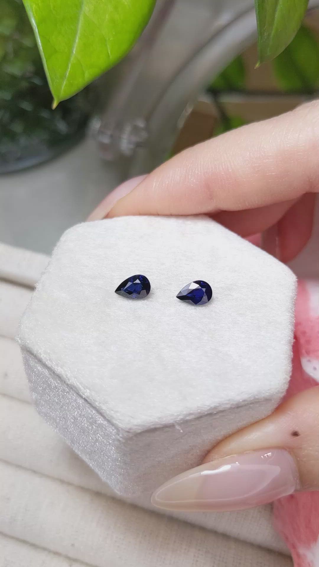 1.18 Ct.Tw.Total Carat Weight Blue Sapphire Pair from Ceylon (Sri Lanka) Size Video