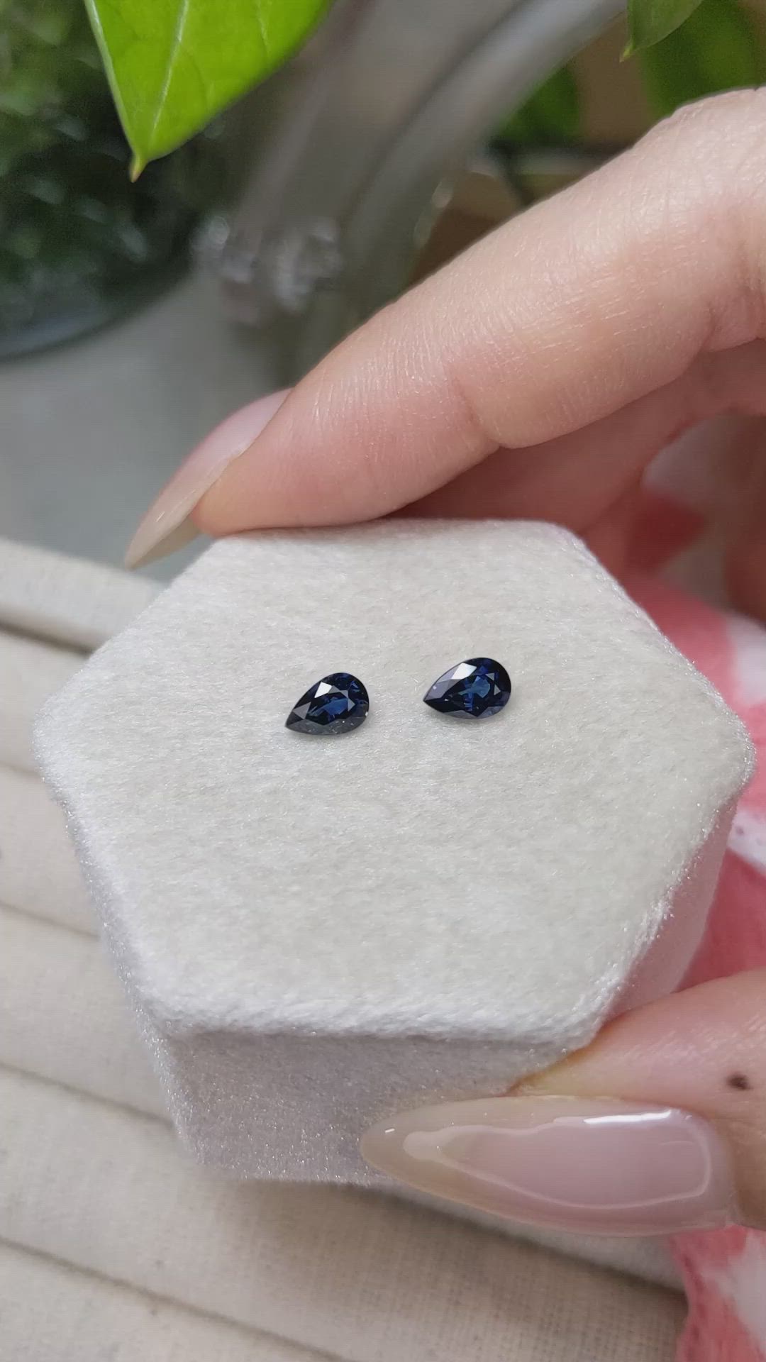 1.20 Ct.Tw.Total Carat Weight Blue Sapphire Pair from Ceylon (Sri Lanka) Size Video