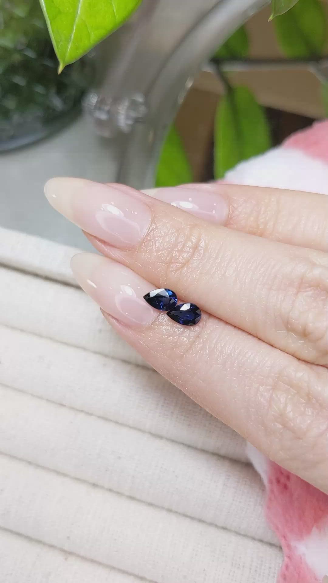 1.20 Ct.Tw.Total Carat Weight Blue Sapphire Pair from Ceylon (Sri Lanka) Size Video