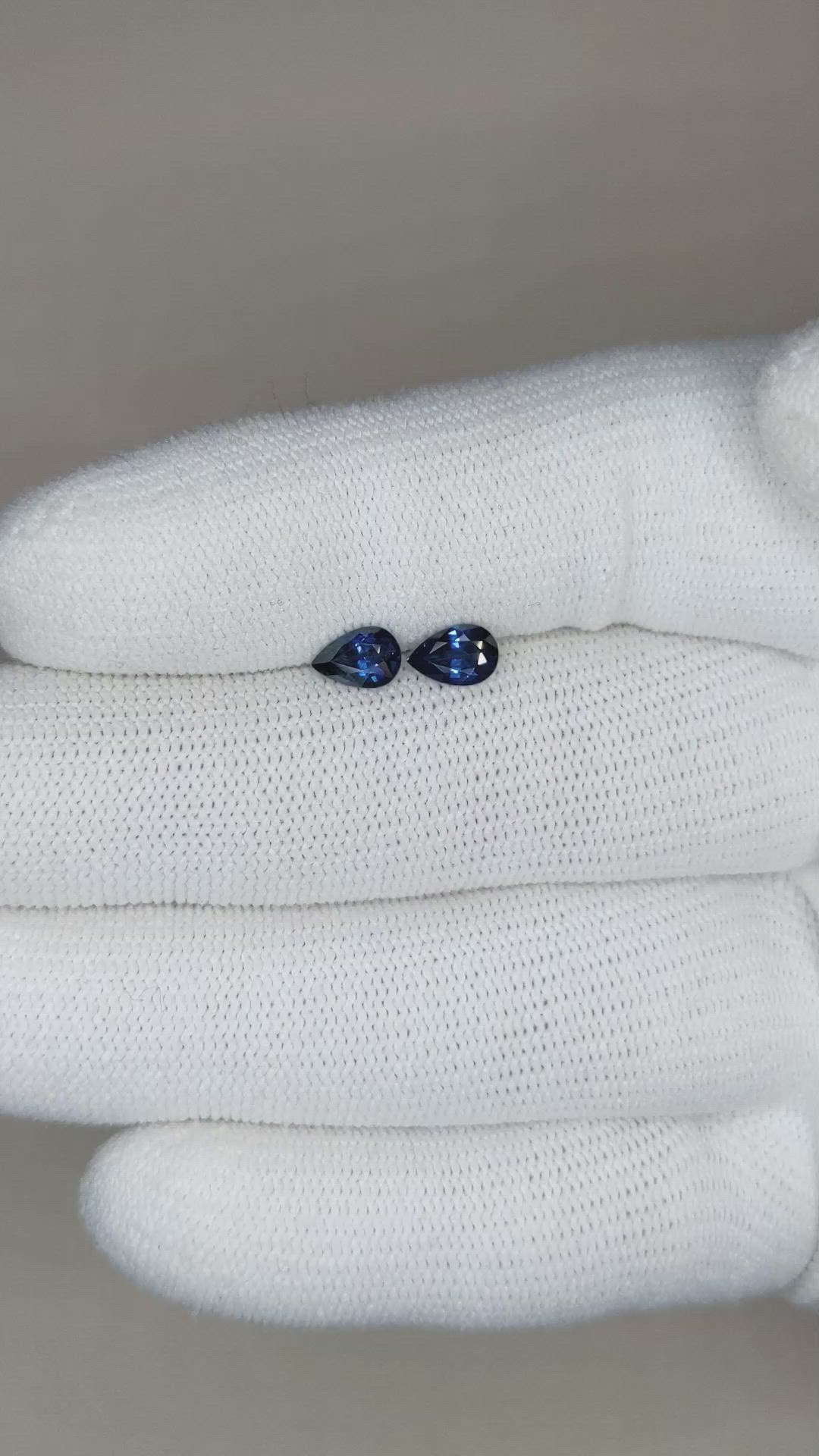 1.20 Ct.Tw.Total Carat Weight Blue Sapphire Pair from Ceylon (Sri Lanka) Size Video
