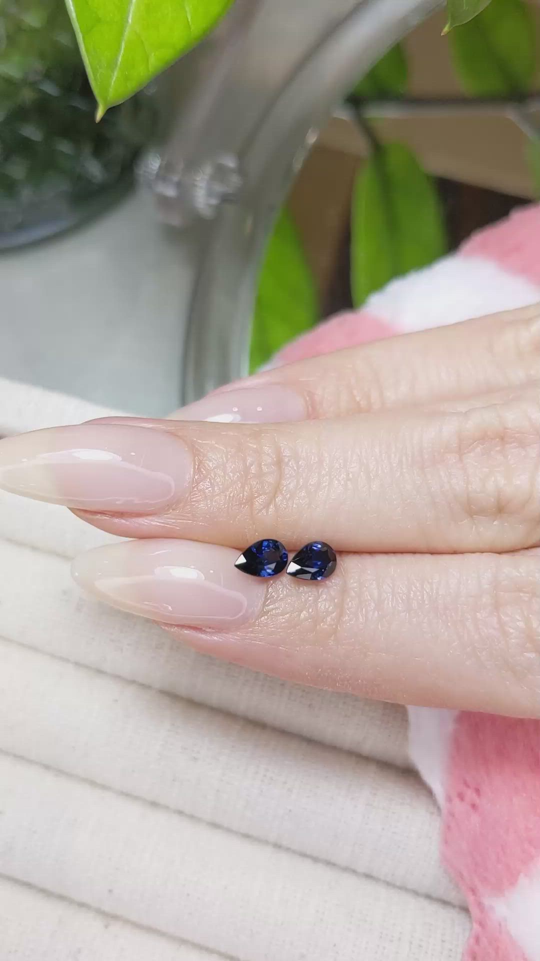 1.20 Ct.Tw.Total Carat Weight Blue Sapphire Pair from Ceylon (Sri Lanka) Size Video