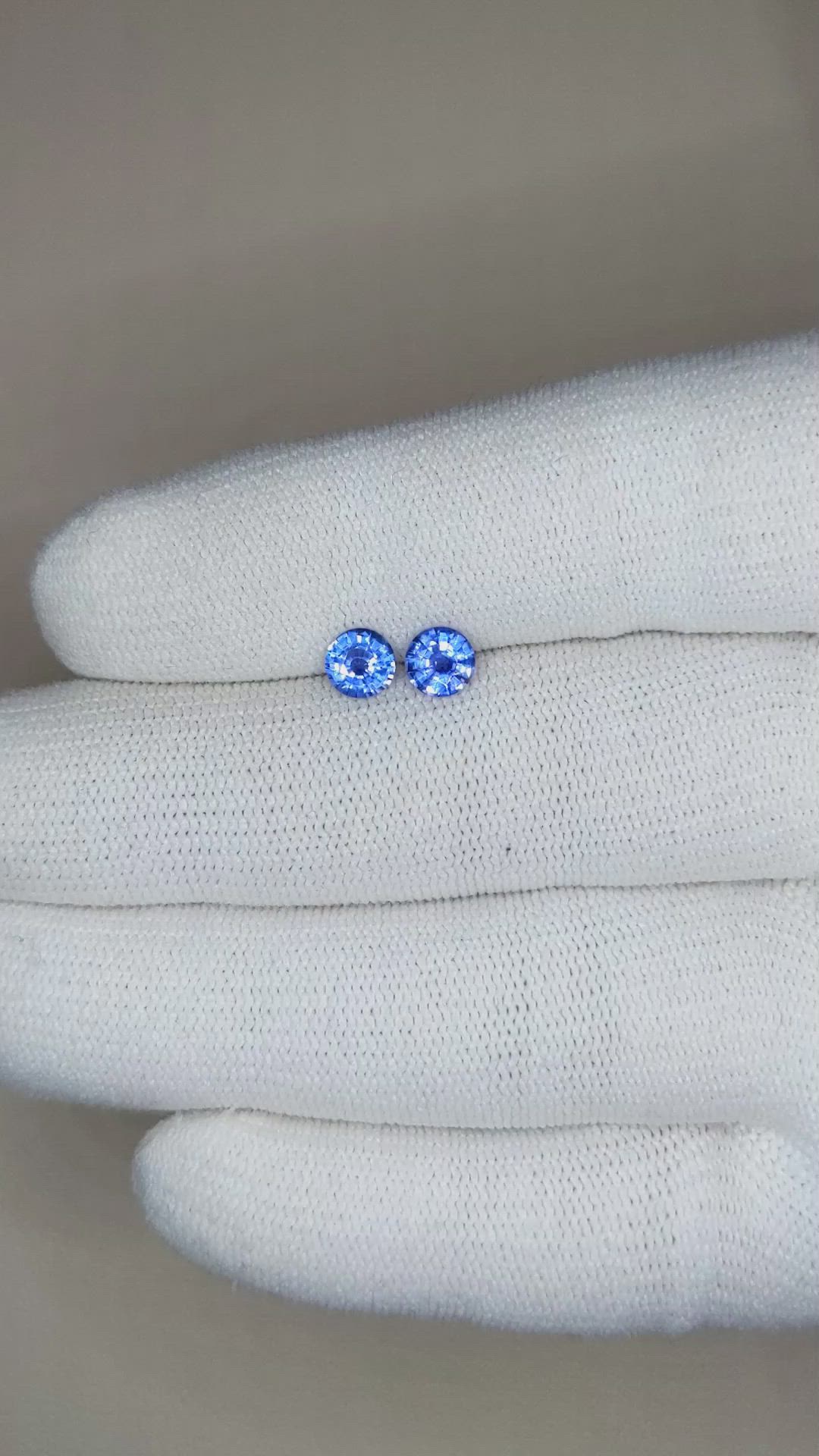 0.98 Ct.Tw.Total Carat Weight Blue Sapphire Pair from Ceylon (Sri Lanka) Size Video