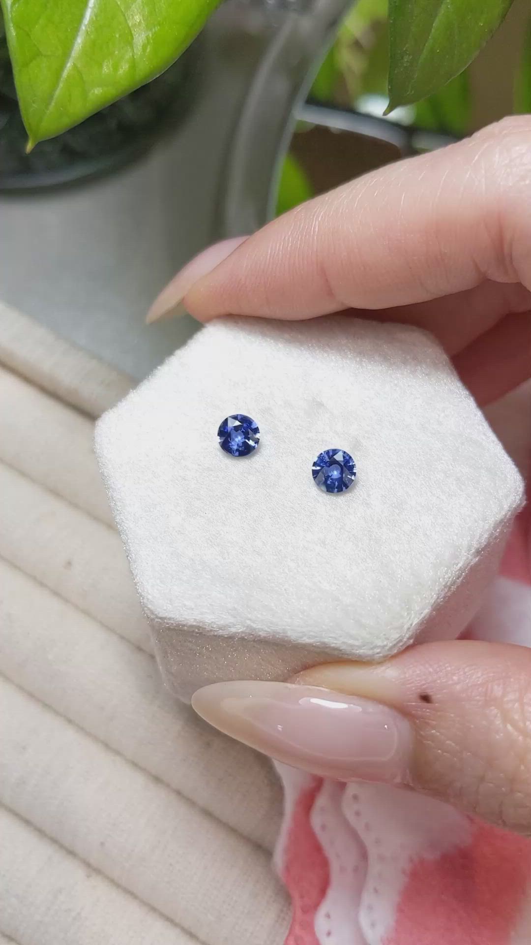 0.98 Ct.Tw.Total Carat Weight Blue Sapphire Pair from Ceylon (Sri Lanka) Size Video